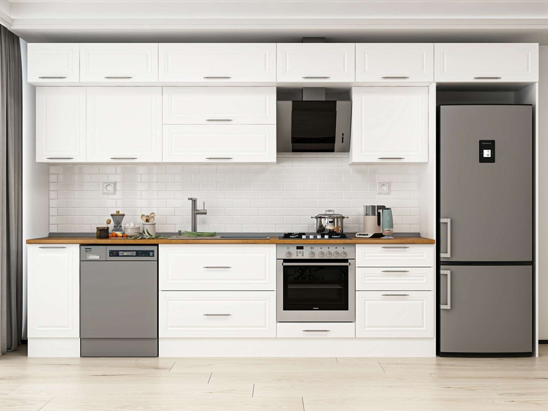 Alvinka 390X240 Cm Klasik Mebran Mutfak Dolabı Mb-E90S40S60-2