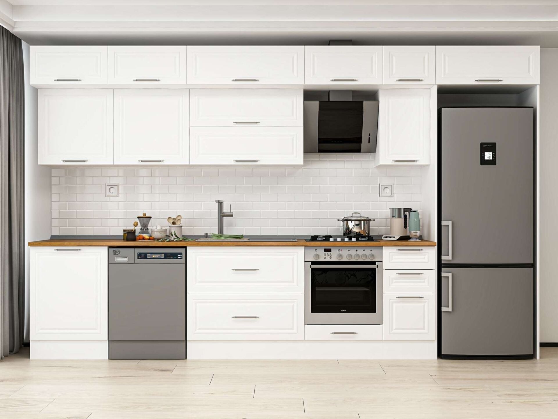 Alvinka 390X240 Cm Klasik Mebran Mutfak Dolabı Mb-E90S60S40-2