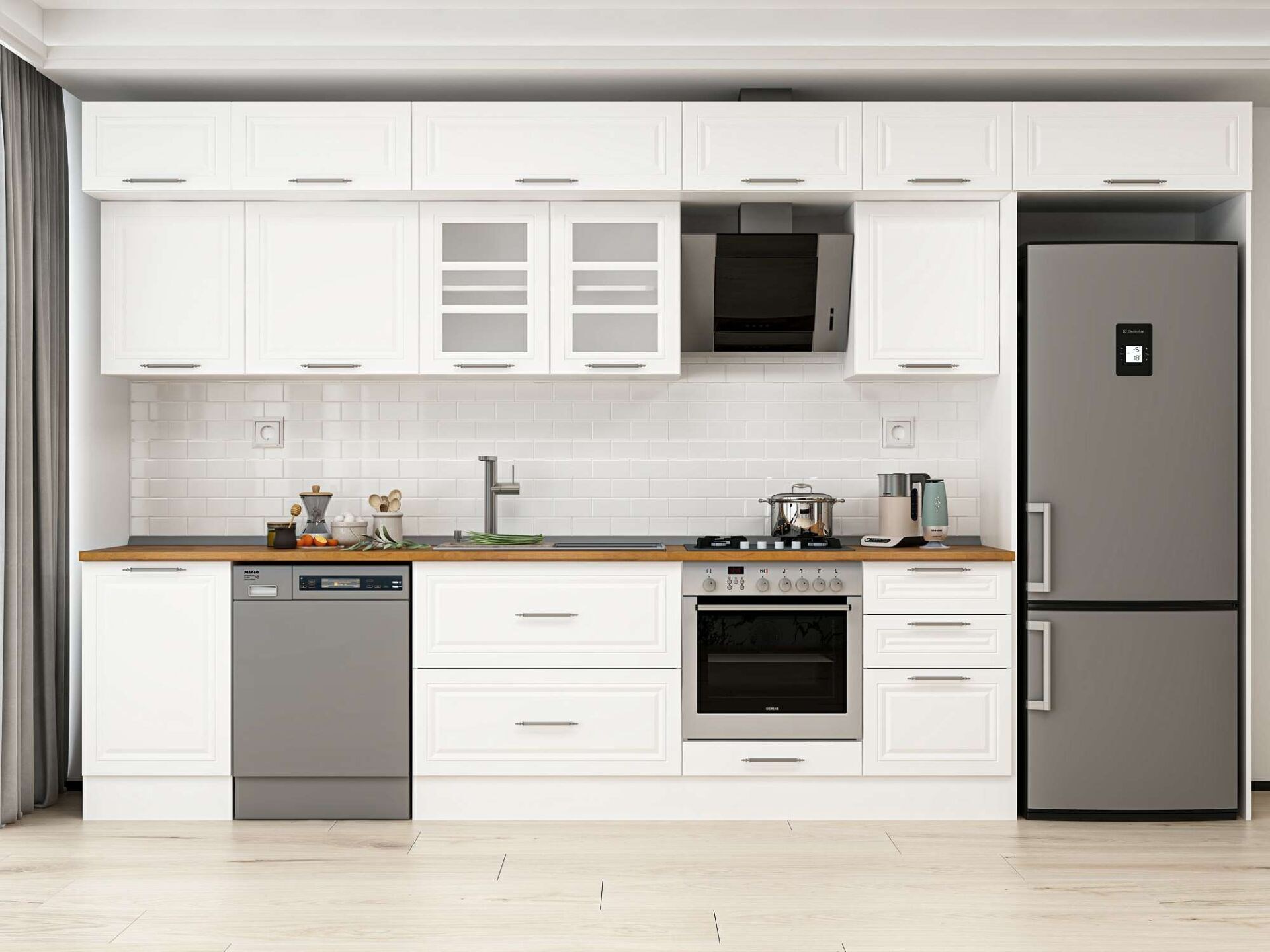 Alvinka 390X240 Cm Klasik Mebran Mutfak Dolabı Mb-E90S50S50-3
