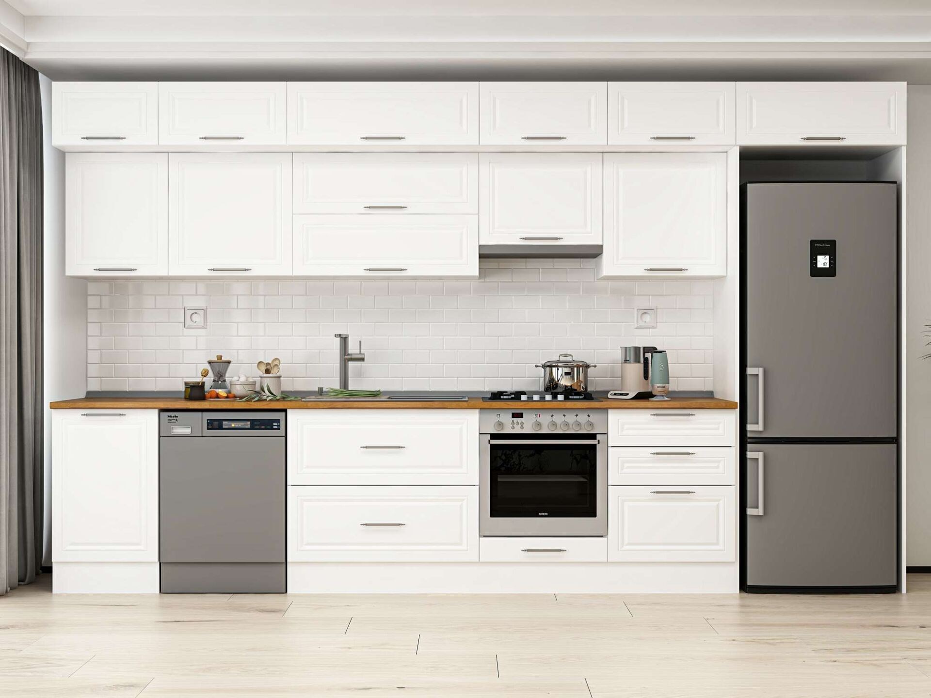 Alvinka 390X240 Cm Klasik Mebran Mutfak Dolabı Mb-E80S50S60-1