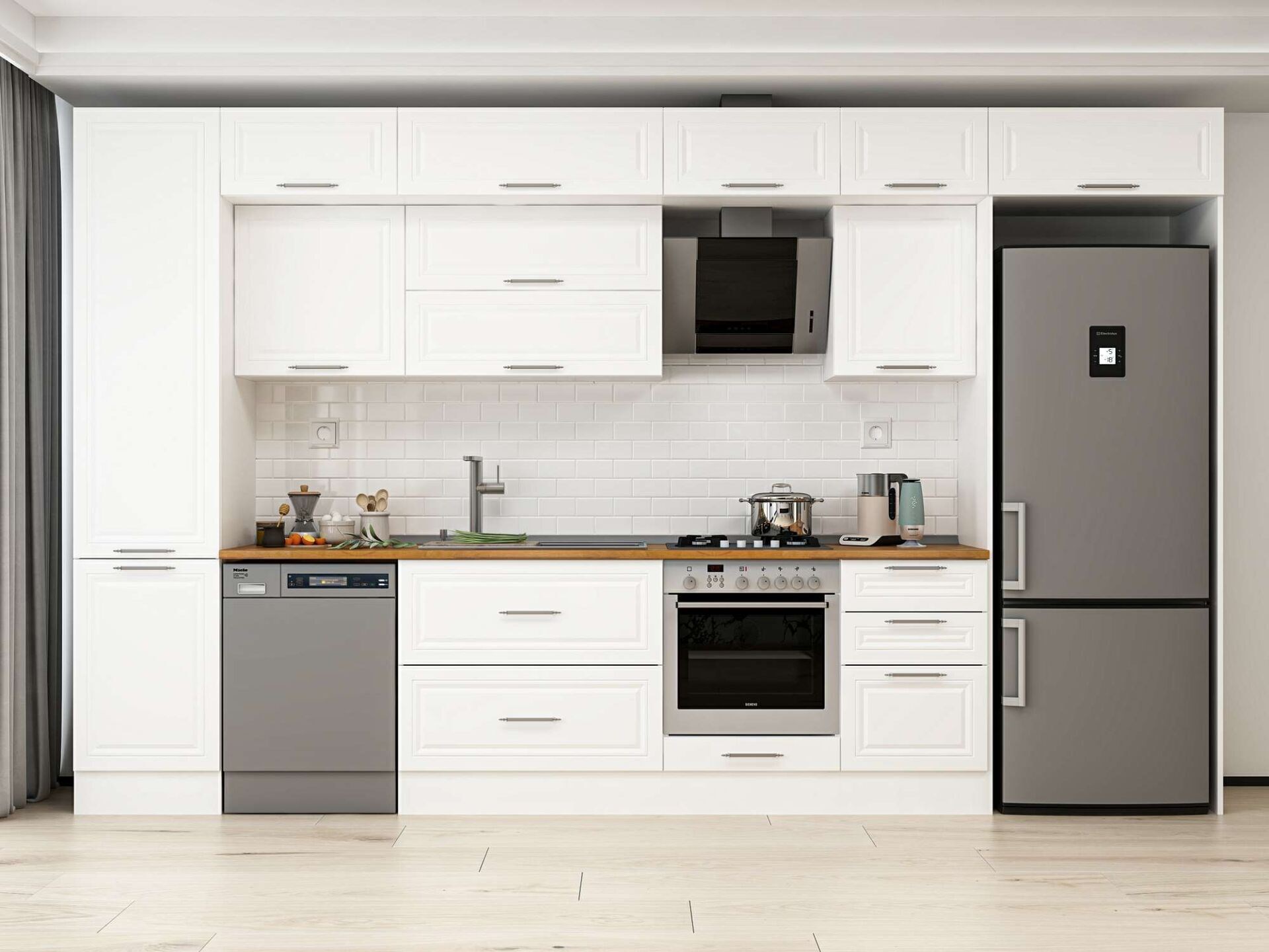 Alvinka 390X240 Cm Klasik Mebran Mutfak Dolabı Mbb-E90B50S50-2