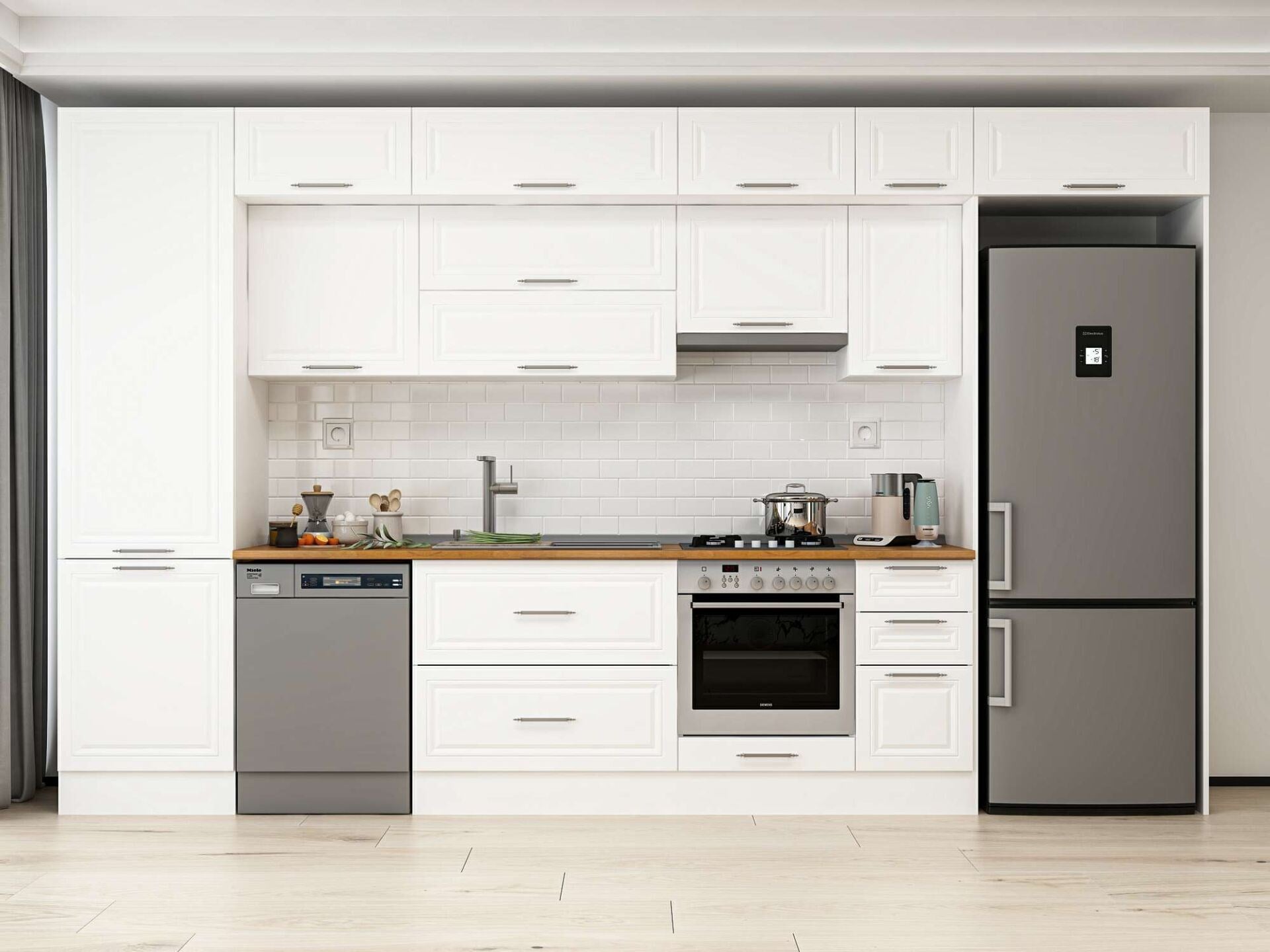 Alvinka 390X240 Cm Klasik Mebran Mutfak Dolabı Mbb-E90B60S40-1