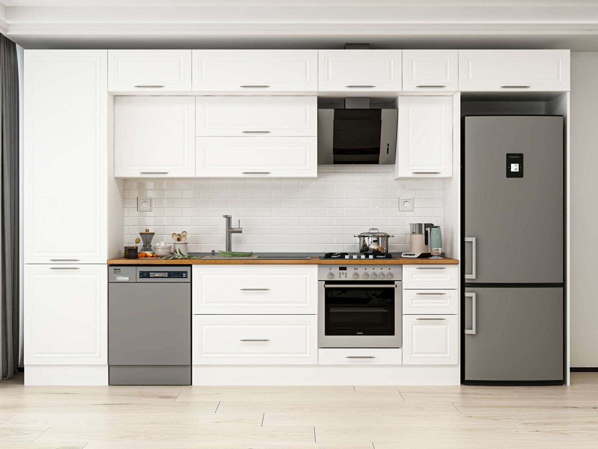 Alvinka 390X240 Cm Klasik Mebran Mutfak Dolabı Mbb-E90B60S40-2