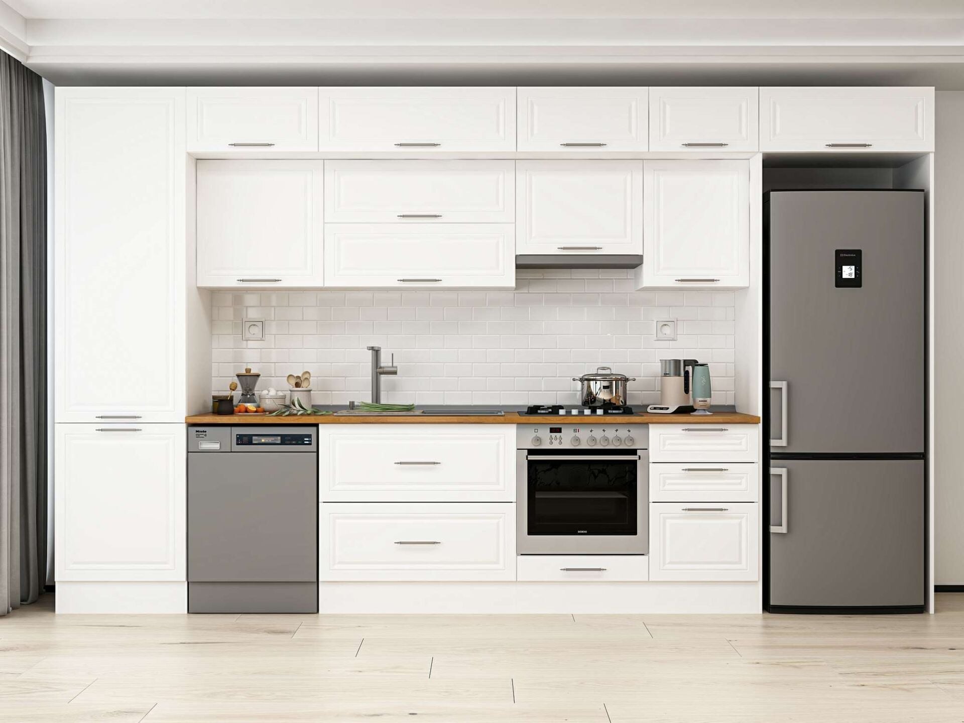 Alvinka 390X240 Cm Klasik Mebran Mutfak Dolabı Mbb-E80B60S50-1