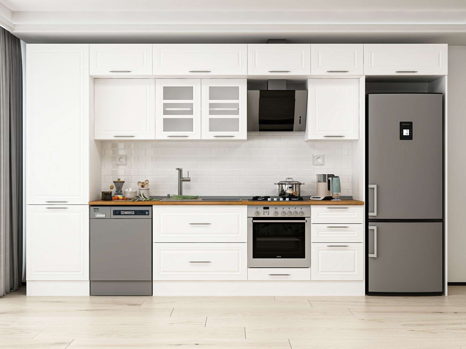 Alvinka 390X240 Cm Klasik Mebran Mutfak Dolabı Mbb-E80B60S50-3