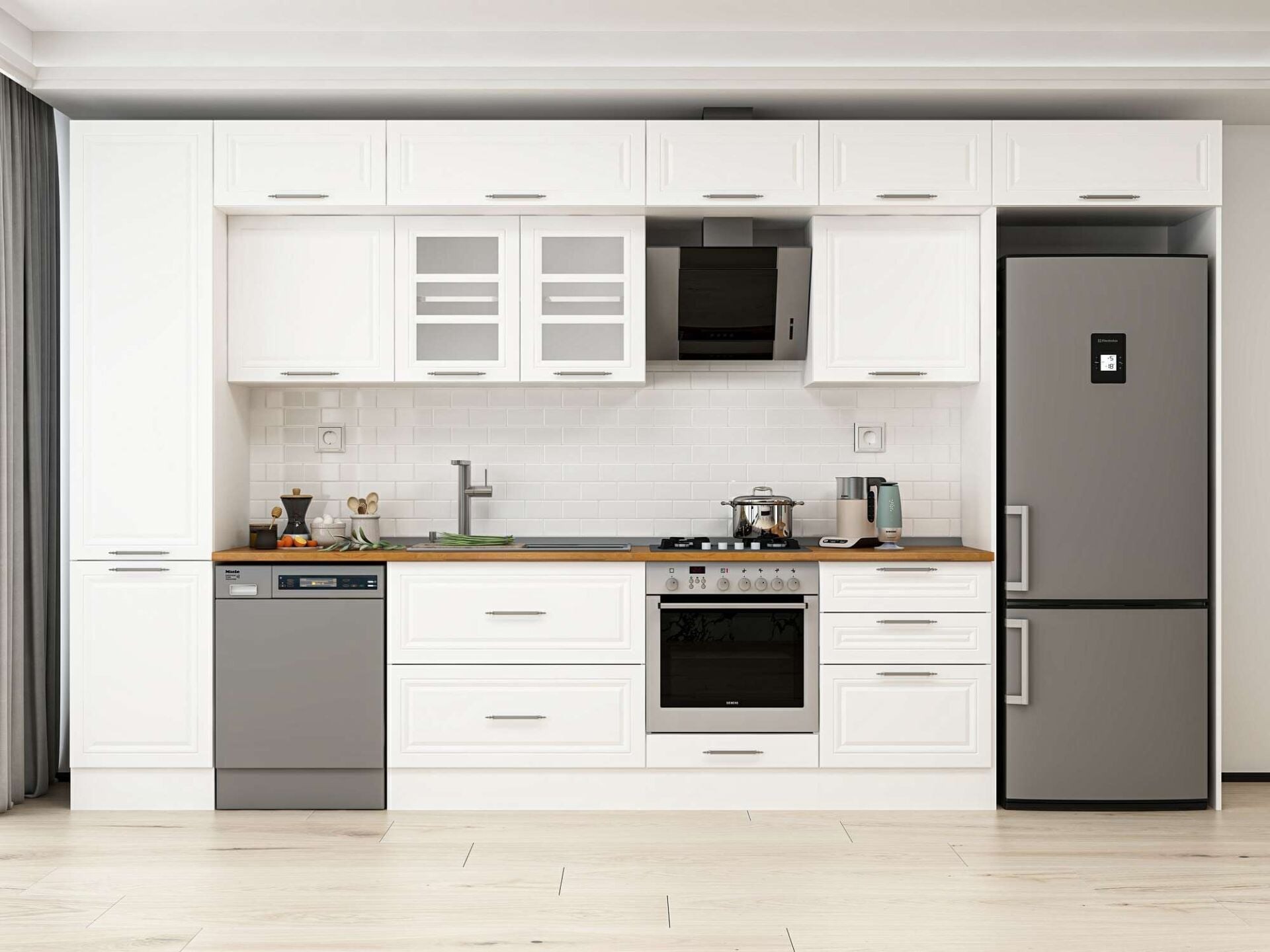 Alvinka 390X240 Cm Klasik Mebran Mutfak Dolabı Mbb-E80B50S60-3
