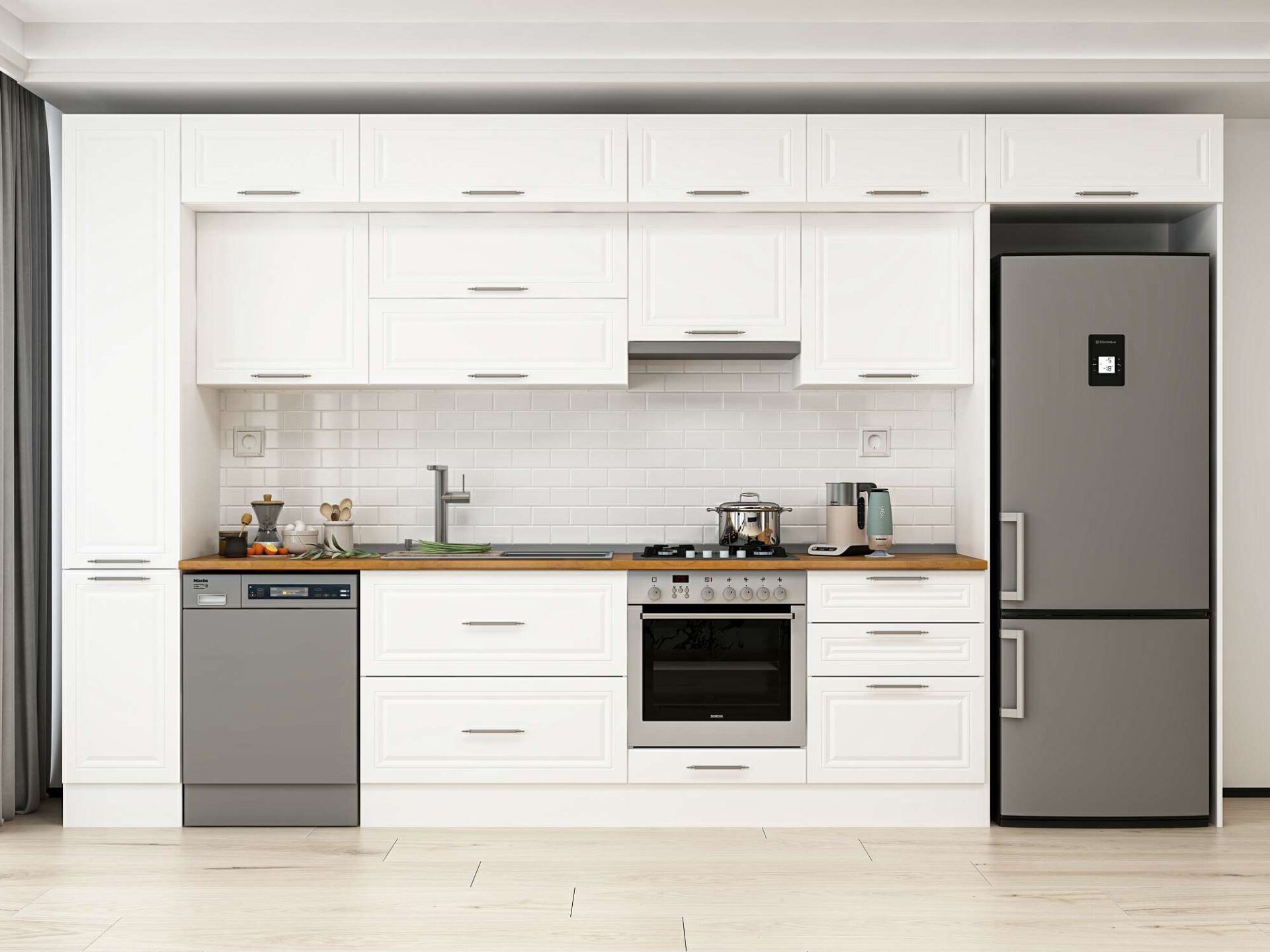 Alvinka 390X240 Cm Klasik Mebran Mutfak Dolabı Mbb-E90B40S60-1