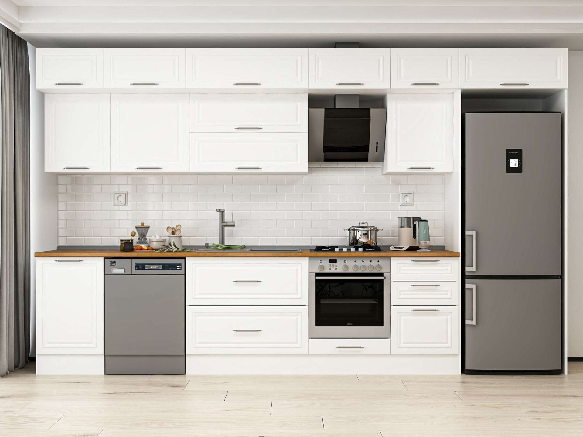 Alvinka 390X240 Cm Klasik Mebran Mutfak Dolabı Mb-E90S50S50-2