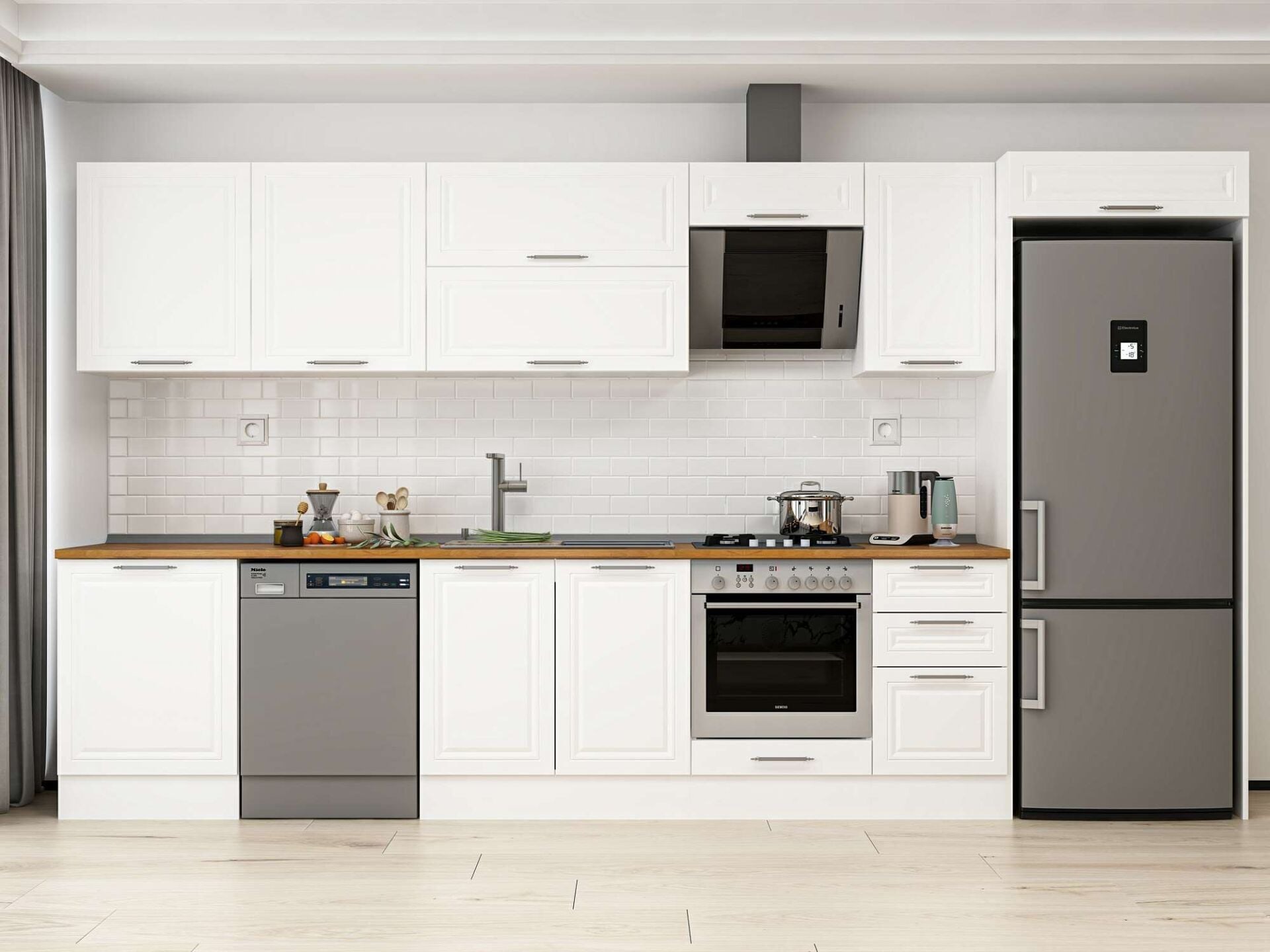 Alvinka 395X222 Cm Klasik Mebran Mutfak Dolabı Mb-E90S60S45-2
