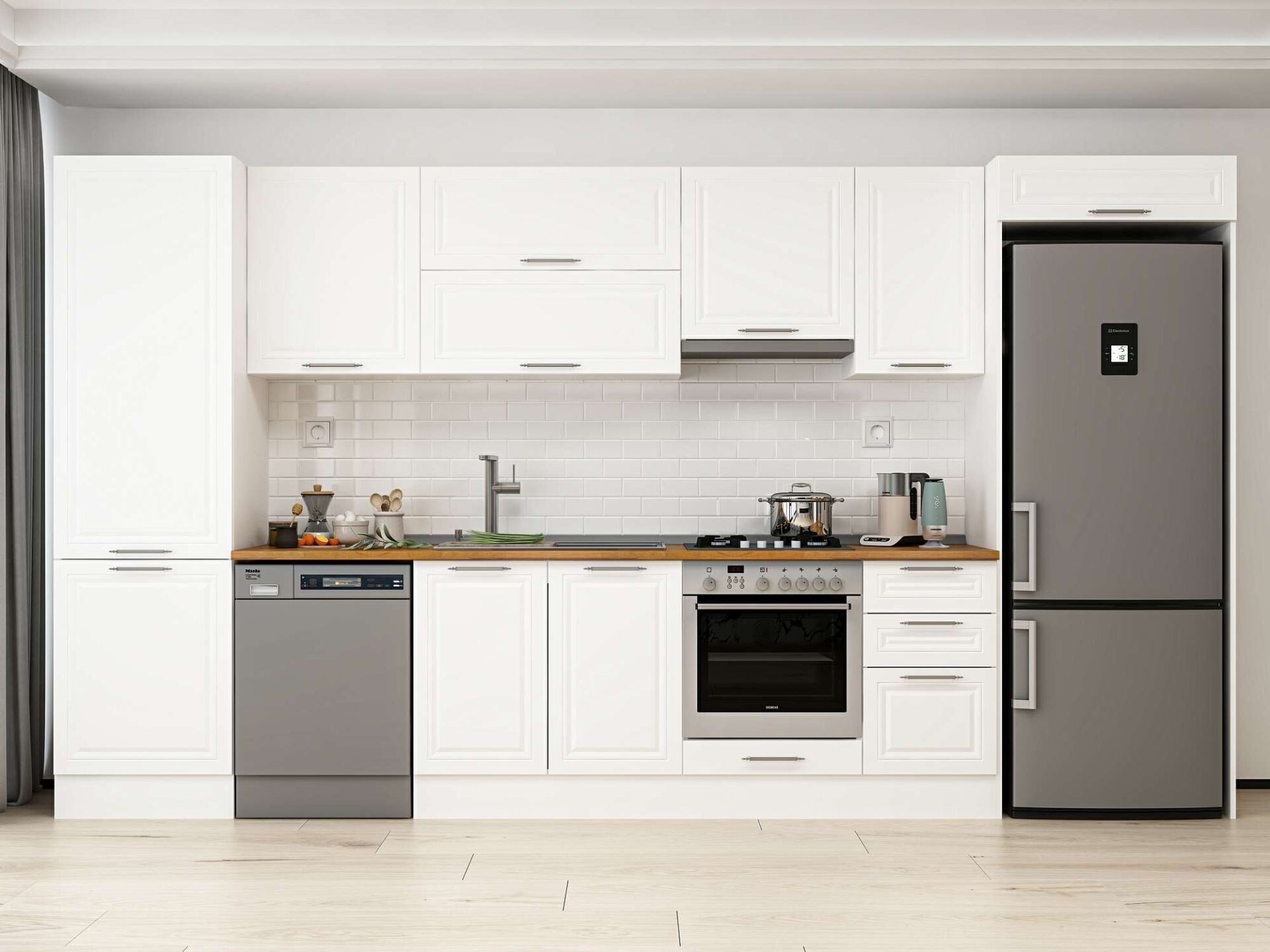 Alvinka 395X222 Cm Klasik Mebran Mutfak Dolabı Mbb-E90B60S45-1