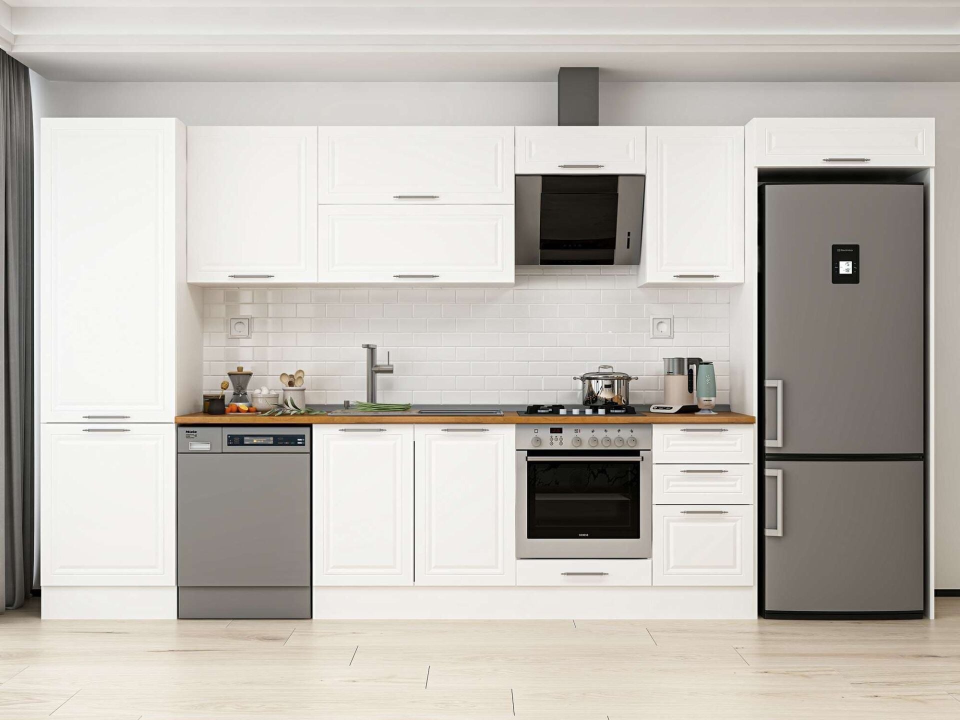 Alvinka 395X222 Cm Klasik Mebran Mutfak Dolabı Mbb-E90B60S45-2