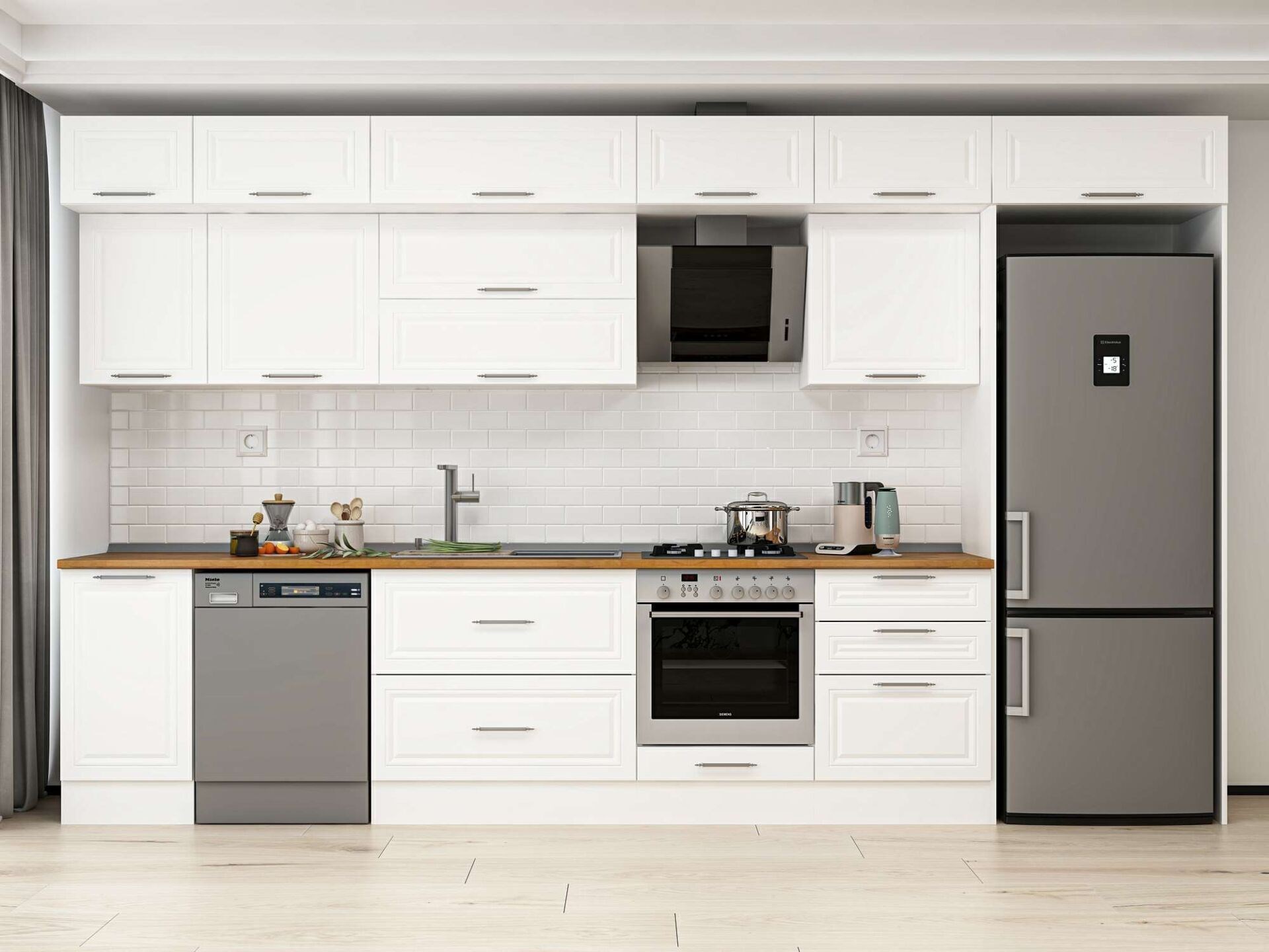 Alvinka 395X240 Cm Klasik Mebran Mutfak Dolabı Mb-E90S45S60-2