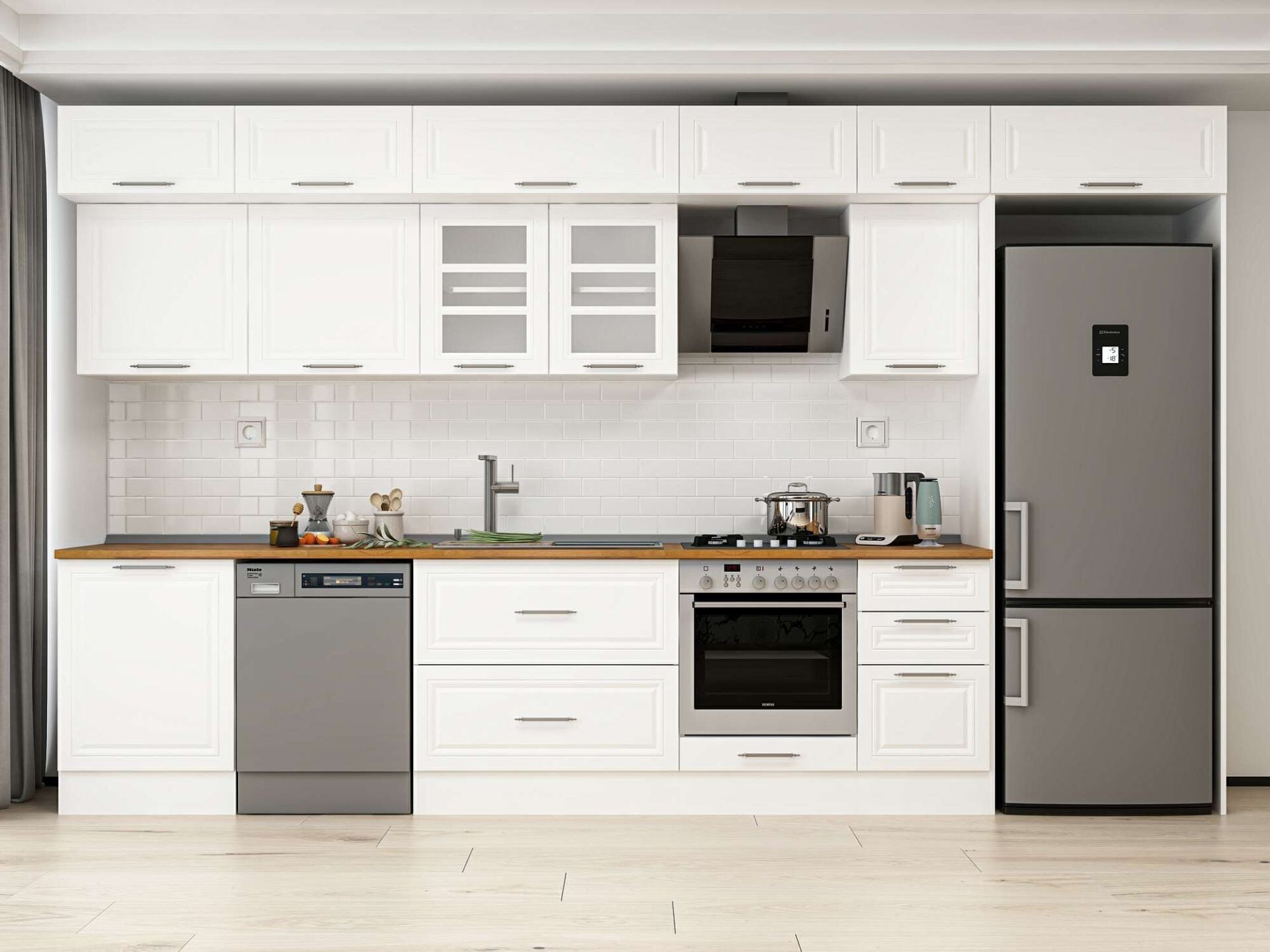 Alvinka 395X240 Cm Klasik Mebran Mutfak Dolabı Mb-E90S60S45-3