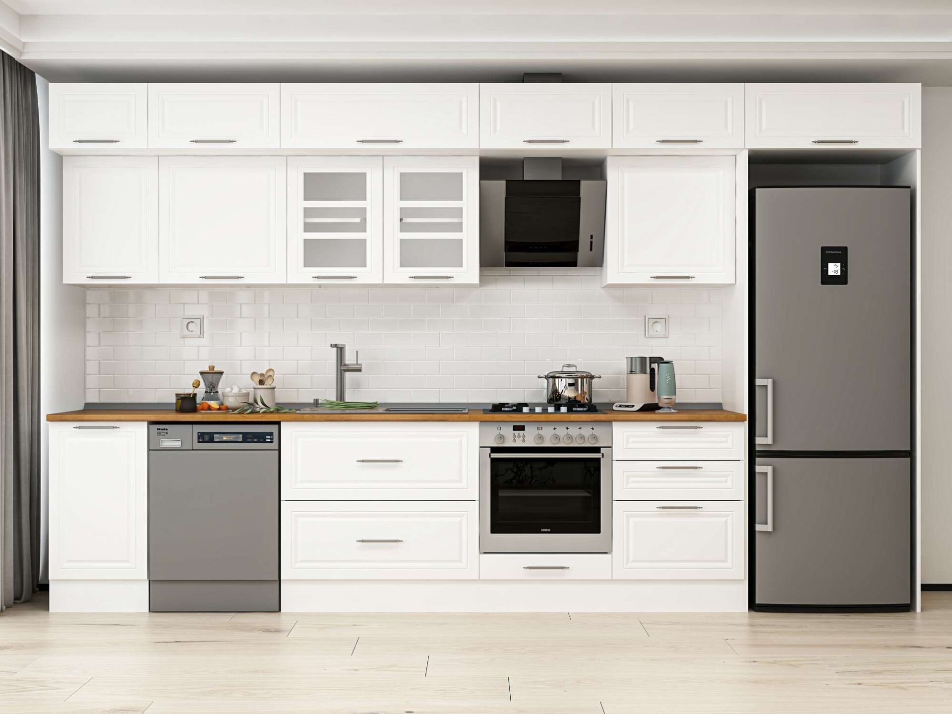 Alvinka 395X240 Cm Klasik Mebran Mutfak Dolabı Mb-E90S45S60-3