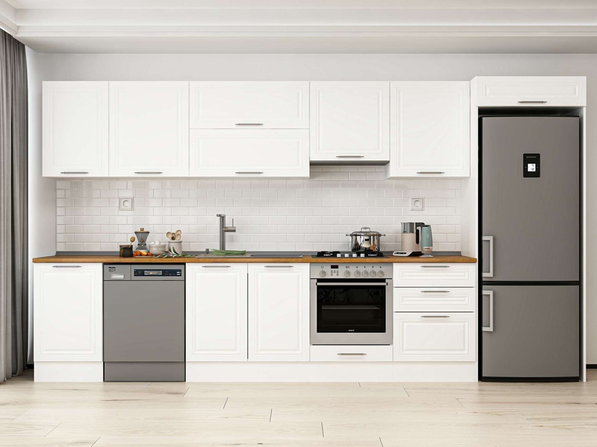 Alvinka 400X222 Cm Klasik Mebran Mutfak Dolabı Mb-E90S50S60-1