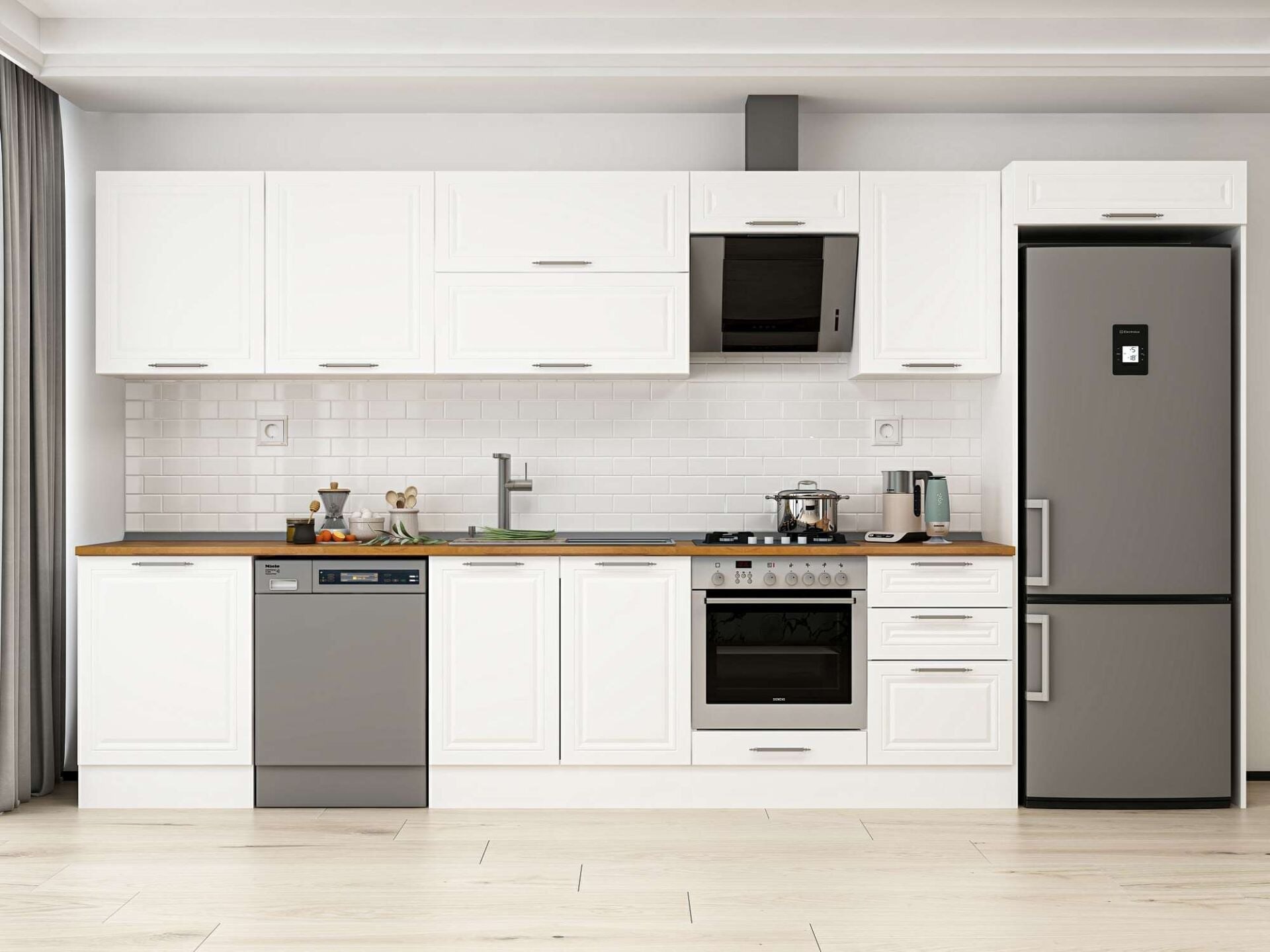 Alvinka 400X222 Cm Klasik Mebran Mutfak Dolabı Mb-E90S60S50-2
