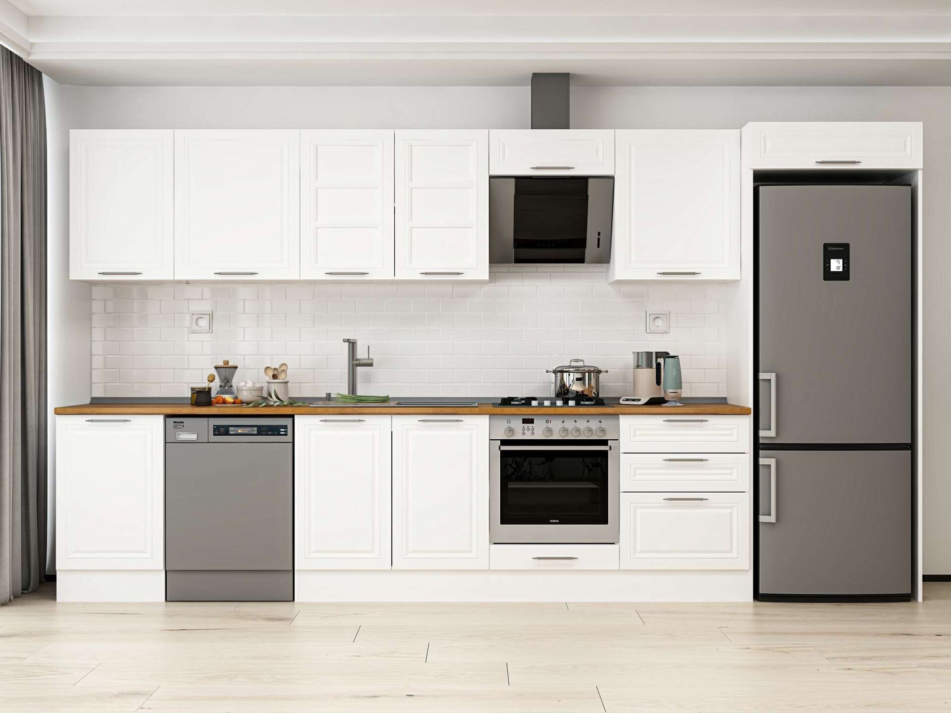 Alvinka 400X222 Cm Klasik Mebran Mutfak Dolabı Mb-E90S50S60-3