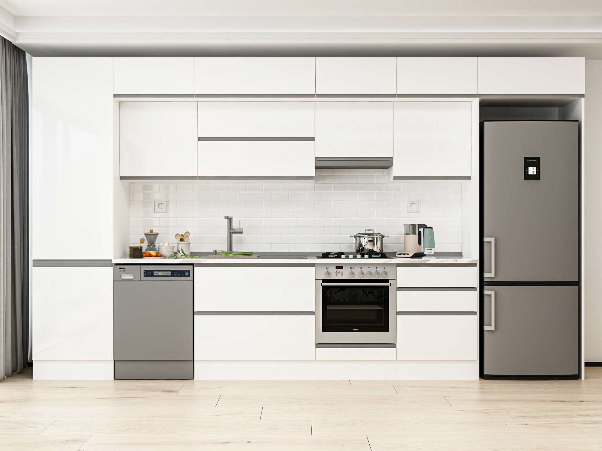 Alvinka 400X240 Cm High Gloss Mutfak Dolabı Mbb-E80B60S60-1
