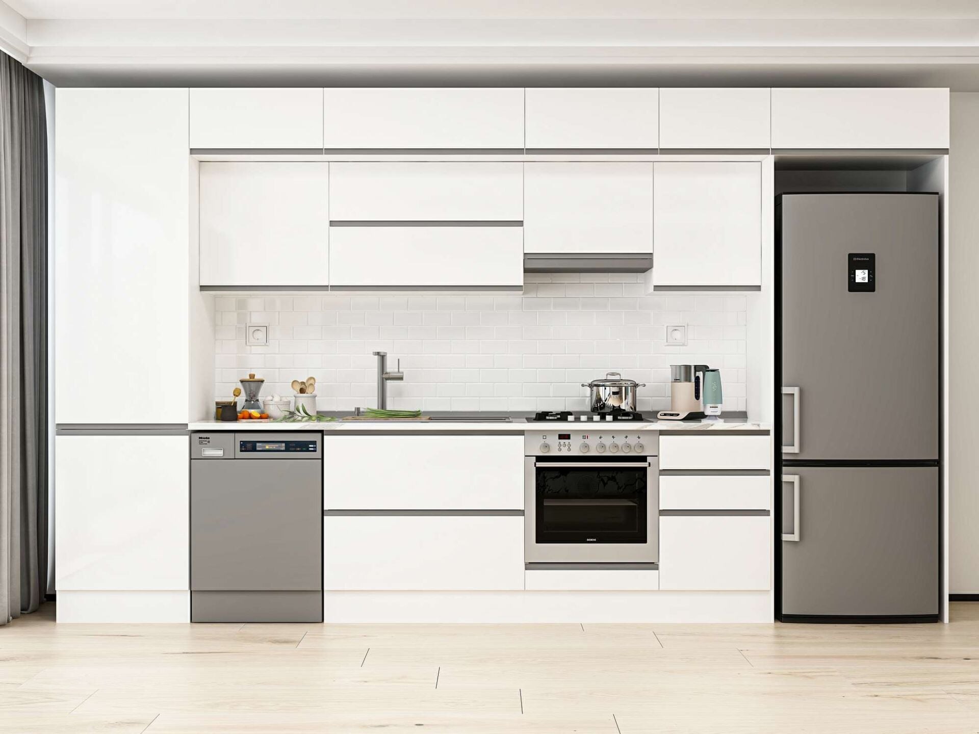 Alvinka 400X240 Cm High Gloss Mutfak Dolabı Mbb-E90B60S50-1