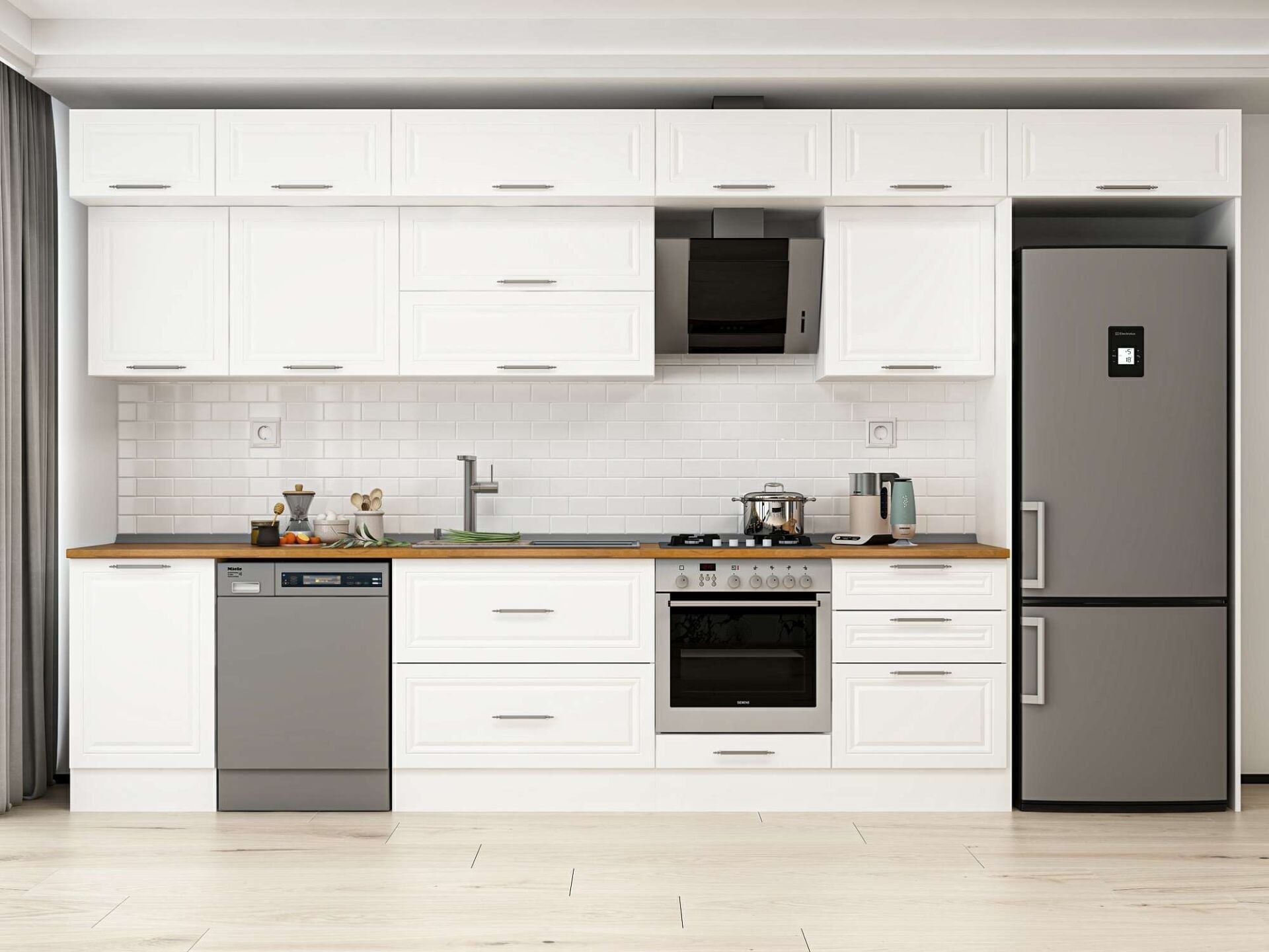 Alvinka 400X240 Cm Klasik Mebran Mutfak Dolabı Mb-E90S50S60-2