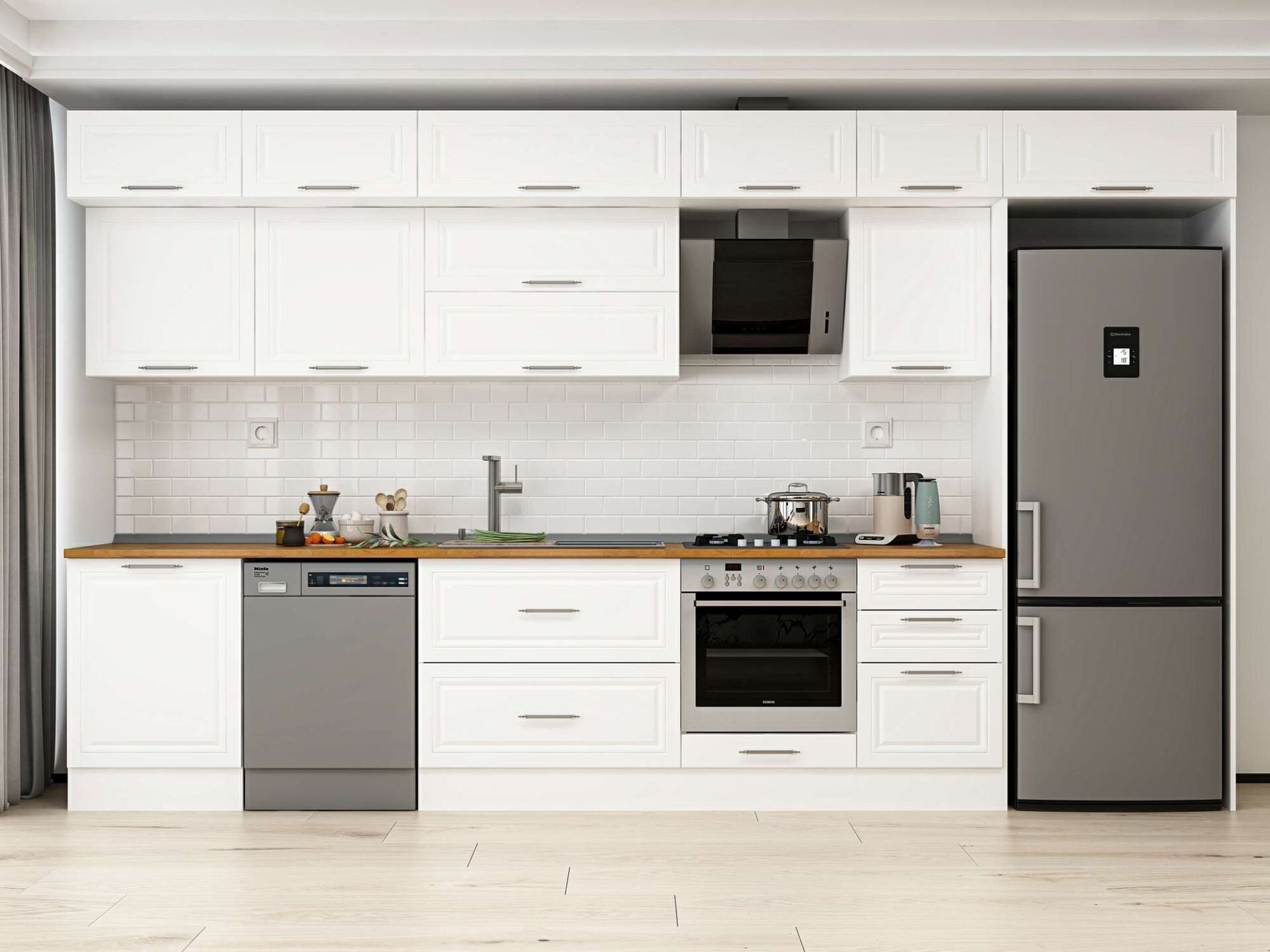 Alvinka 400X240 Cm Klasik Mebran Mutfak Dolabı Mb-E90S60S50-2