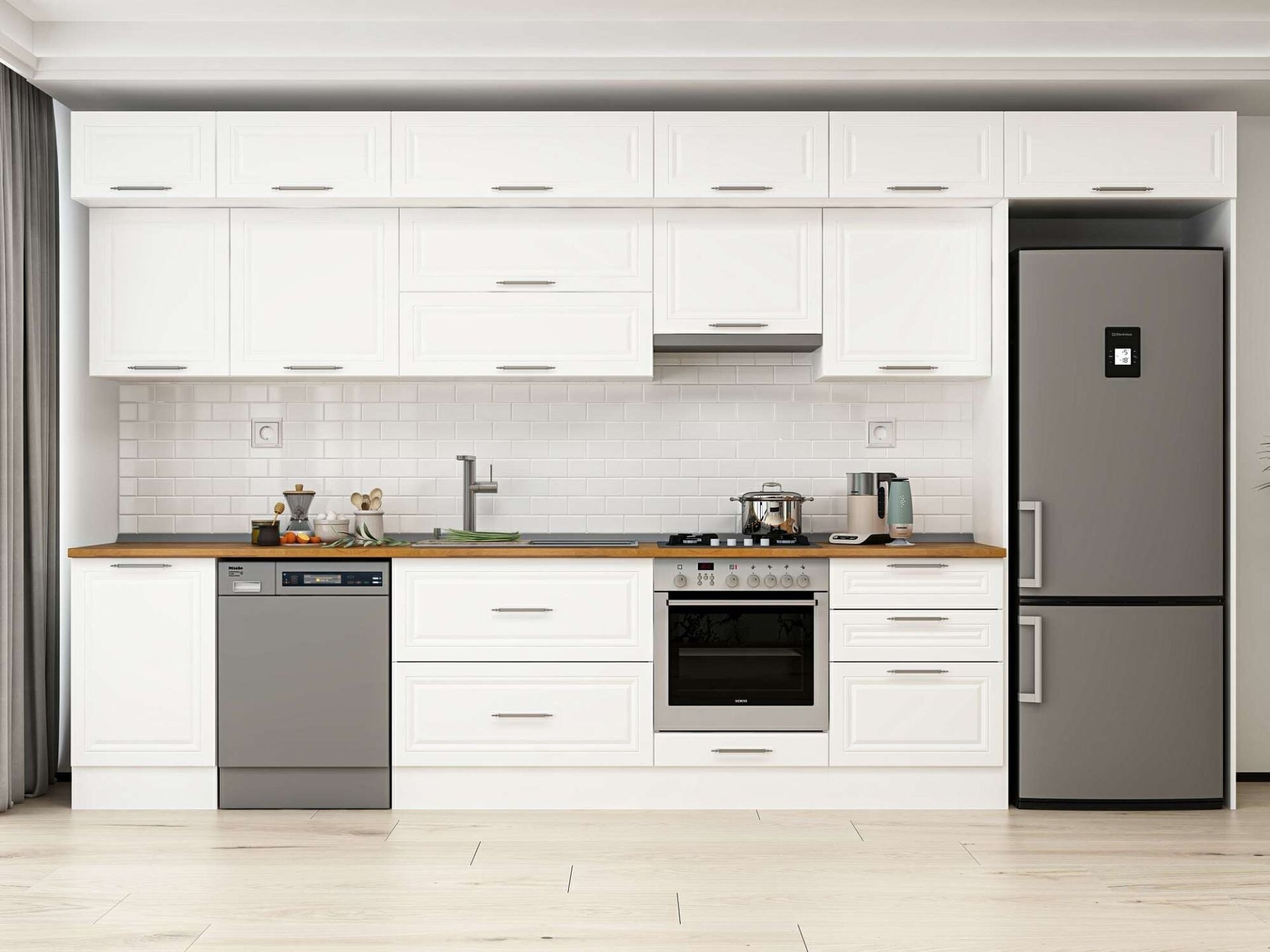 Alvinka 400X240 Cm Klasik Mebran Mutfak Dolabı Mb-E90S50S60-1
