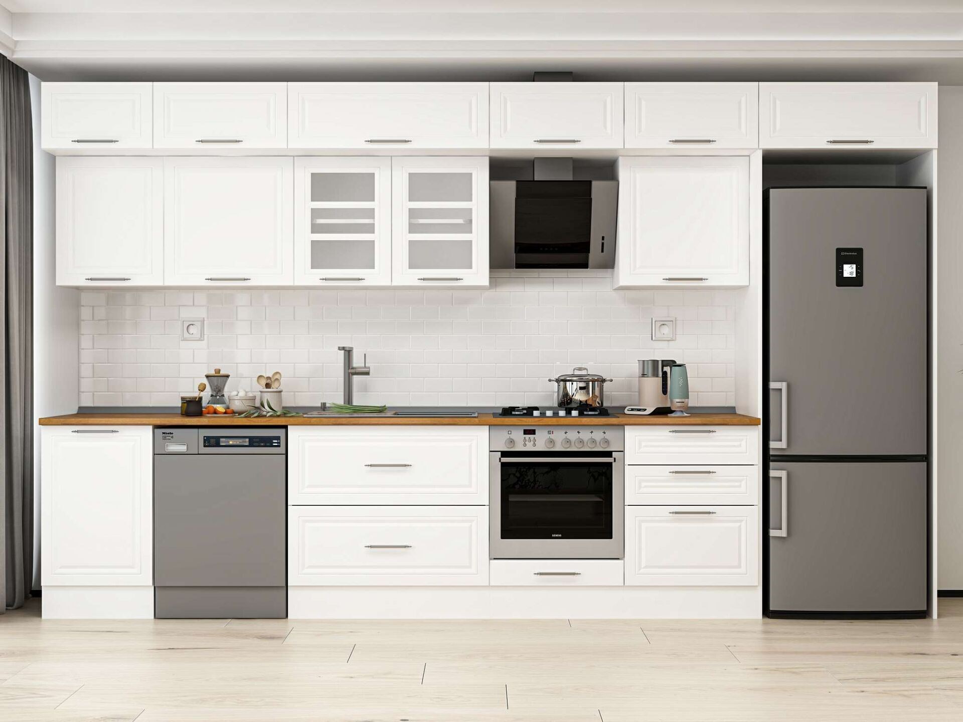 Alvinka 400X240 Cm Klasik Mebran Mutfak Dolabı Mb-E90S50S60-3