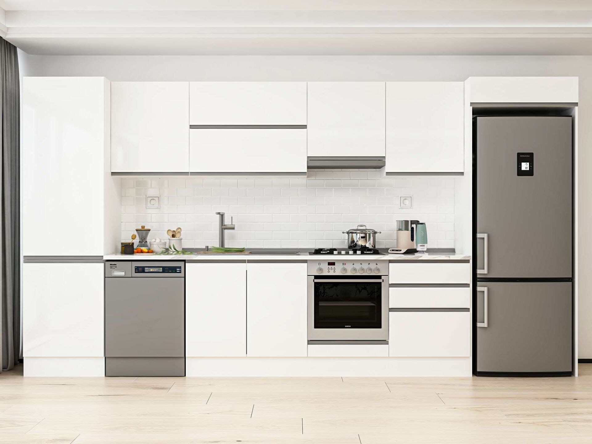 Alvinka 410X222 Cm High Gloss Mutfak Dolabı Mbb-E90B60S60-1