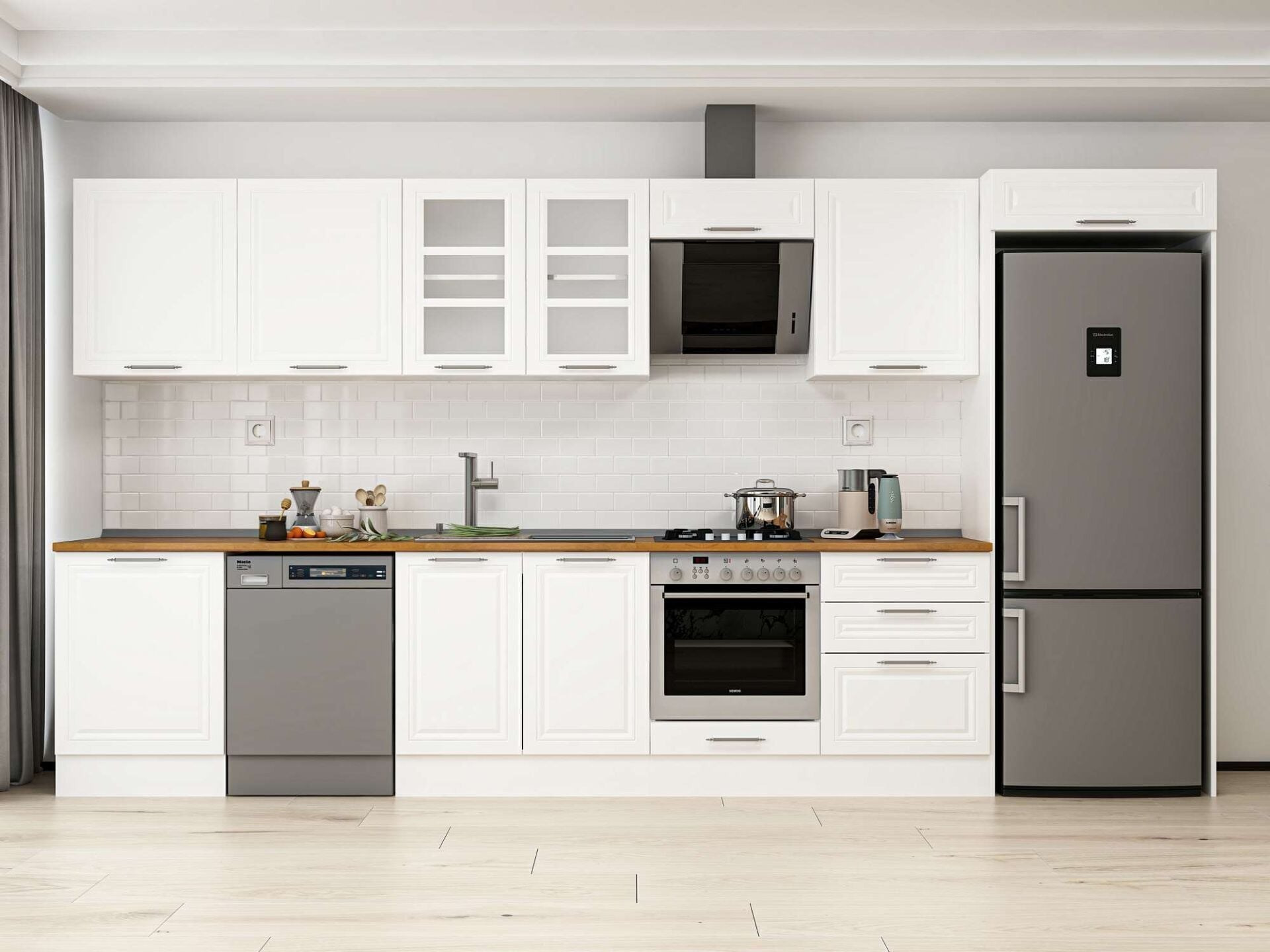 Alvinka 410X222 Cm Klasik Mebran Mutfak Dolabı Mb-E90S60S60-3