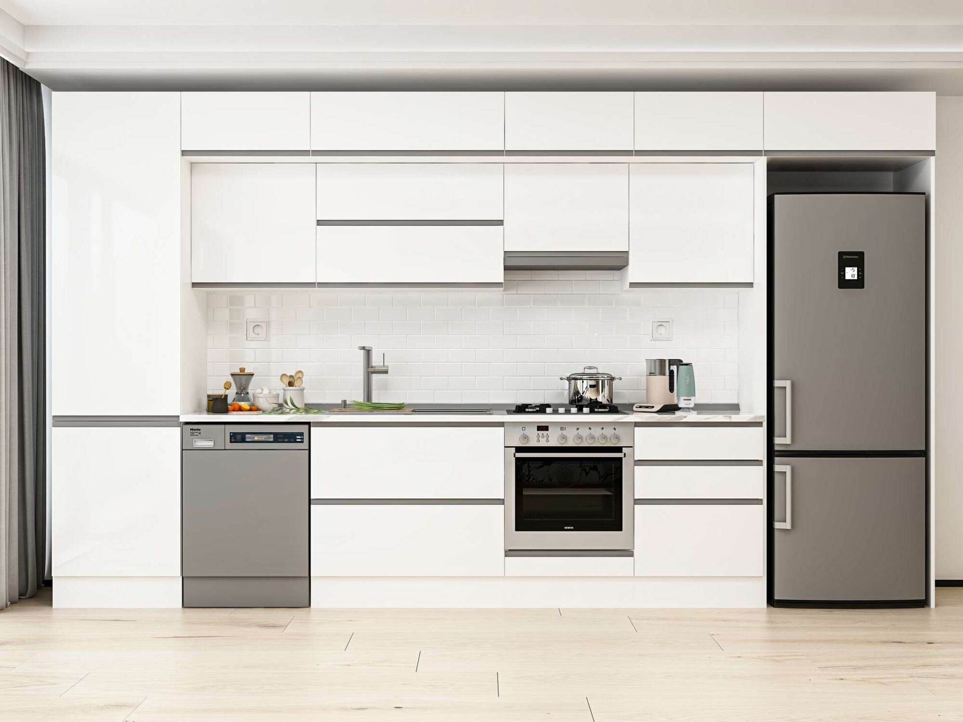 Alvinka 410X240 Cm High Gloss Mutfak Dolabı Mbb-E90B60S60-1