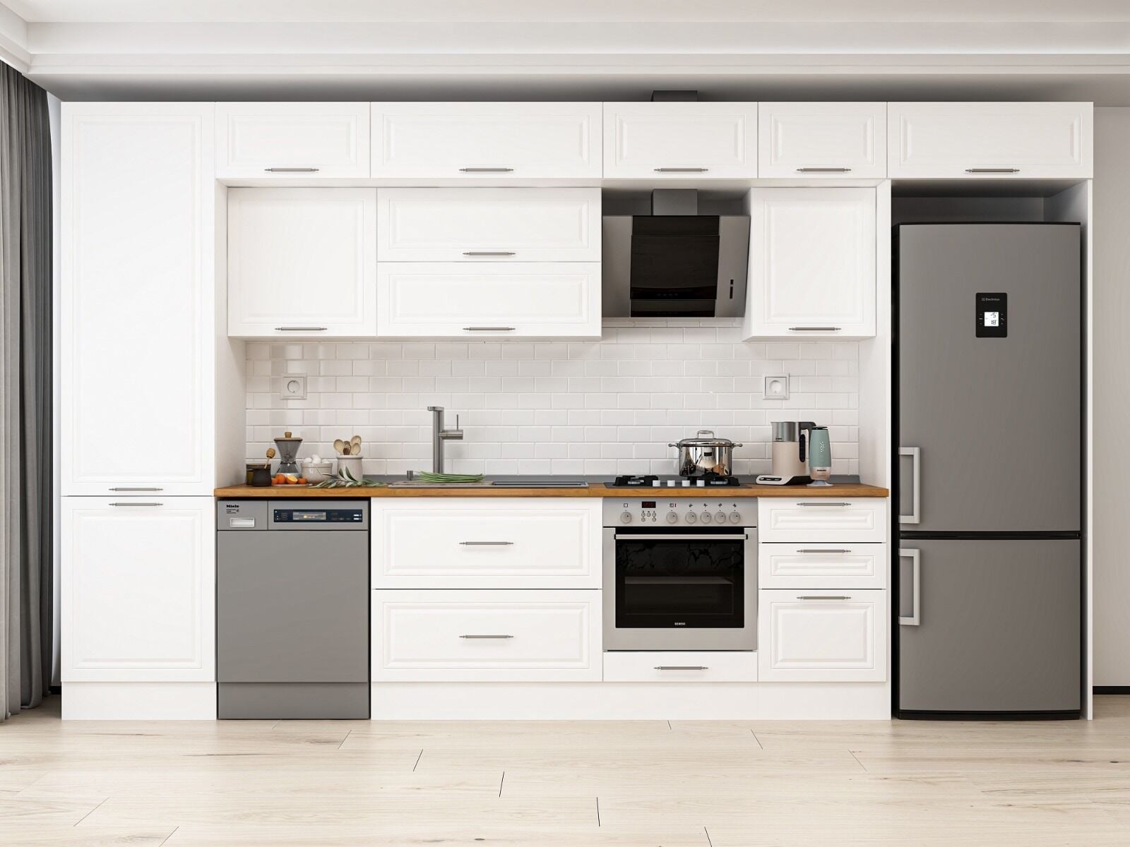 Alvinka 410X240 Cm Klasik Mebran Mutfak Dolabı Mbb-E90B60S60-2