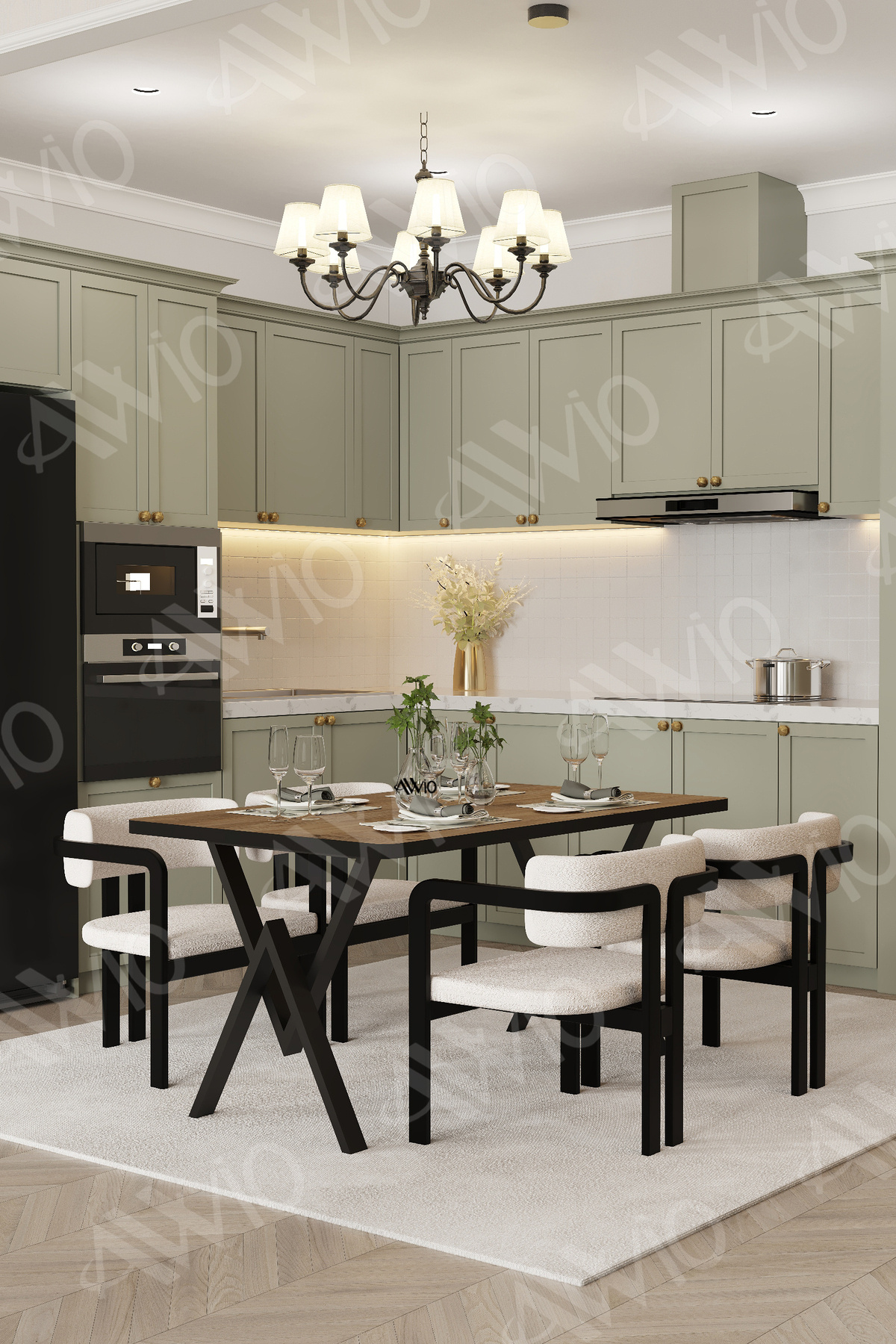 Aria Tokyo Demonte Sandalye 80x120 Yemek Masası Mutfak Masası Salon Masası 4 Kişilik Kahverengi