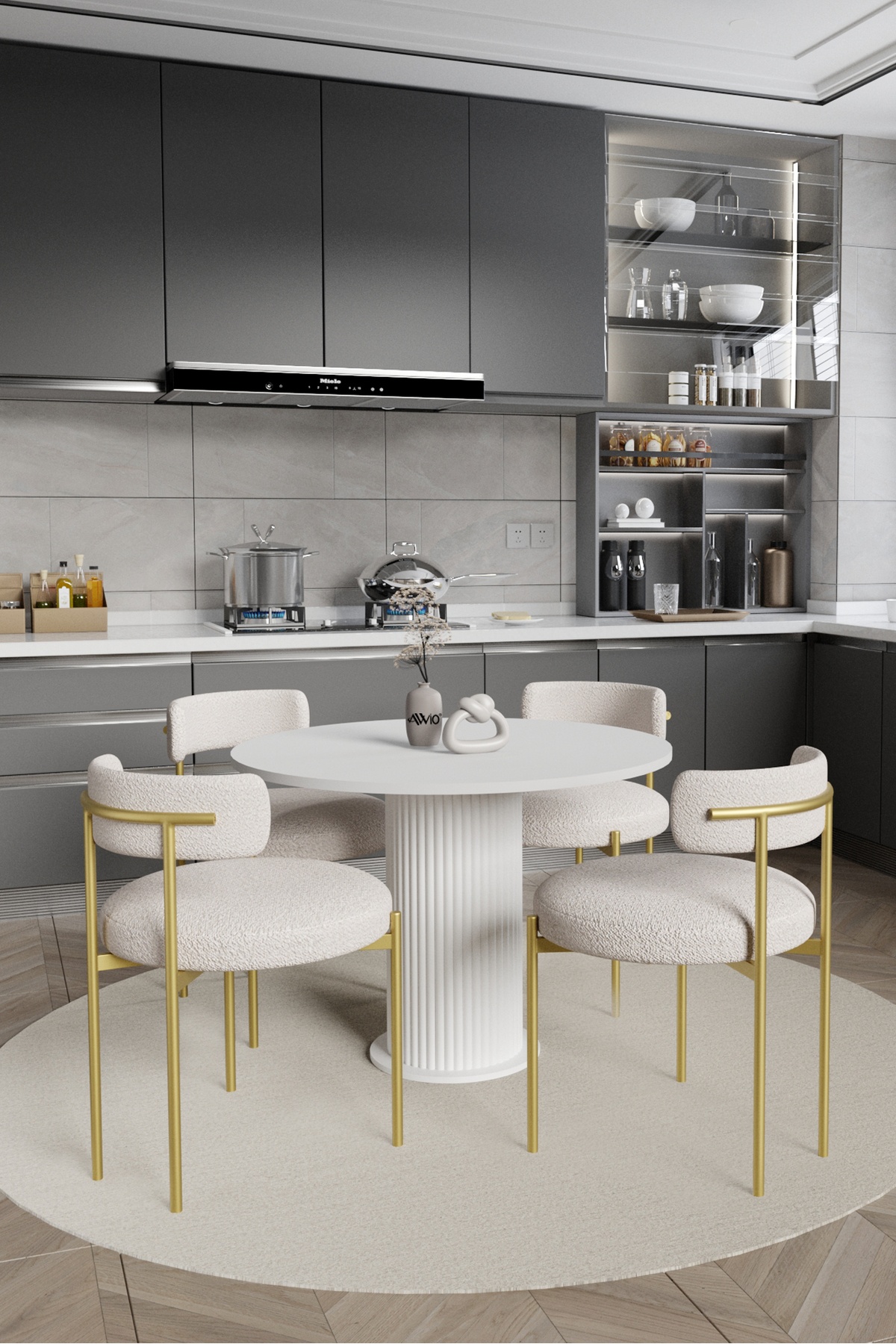 Armony Bohem Lake MDF Ayak 90x90 Yemek Masası Mutfak Masası Masa Sandalye Takımı Beyaz