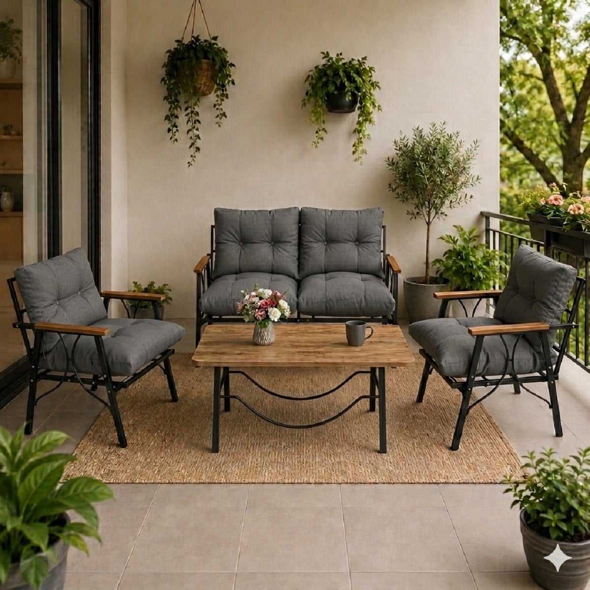 Balkon Bahçe Çay Seti 2+1+1 Zgz