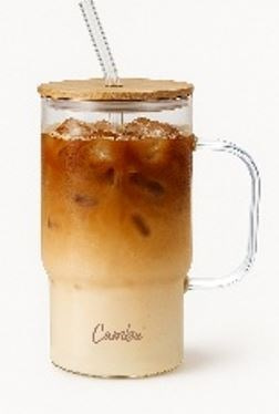 Bambu Kapakli Pipetli Cam Mug 1 Lt.