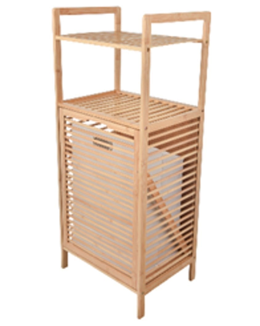 Bambu Sepetli Banyo Rafı 40*32.5*95Cm -Chk700