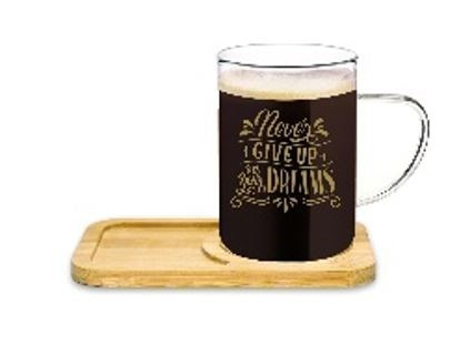 Bambu Tabakli Coffee Cam Kupa 280 Ml
