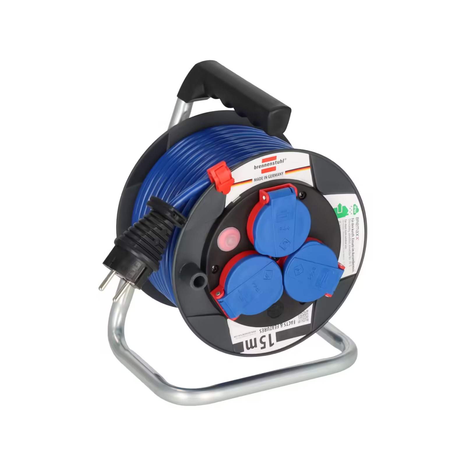 Brennenstuhl Garant Compact Serisi IP44 Lisanslı 3 Soketli 15 Metre Makaralı Kablo