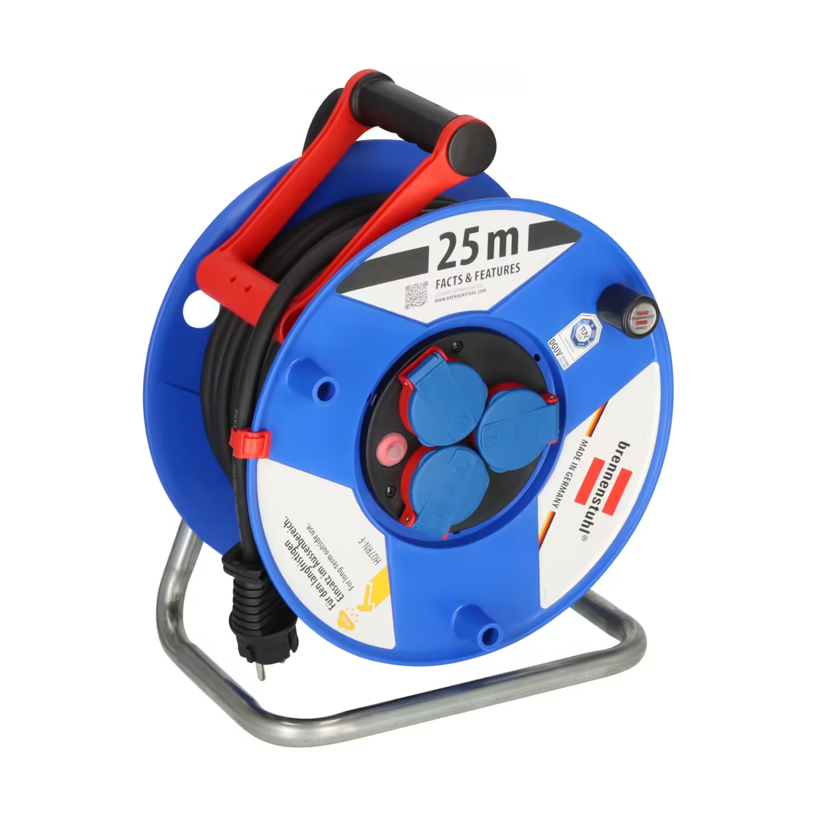 Brennenstuhl Garant Serisi IP44 Lisanslı 3 Soketli 290mm 25 Metre H07RN-F 3G2.5 Makaralı Kablo