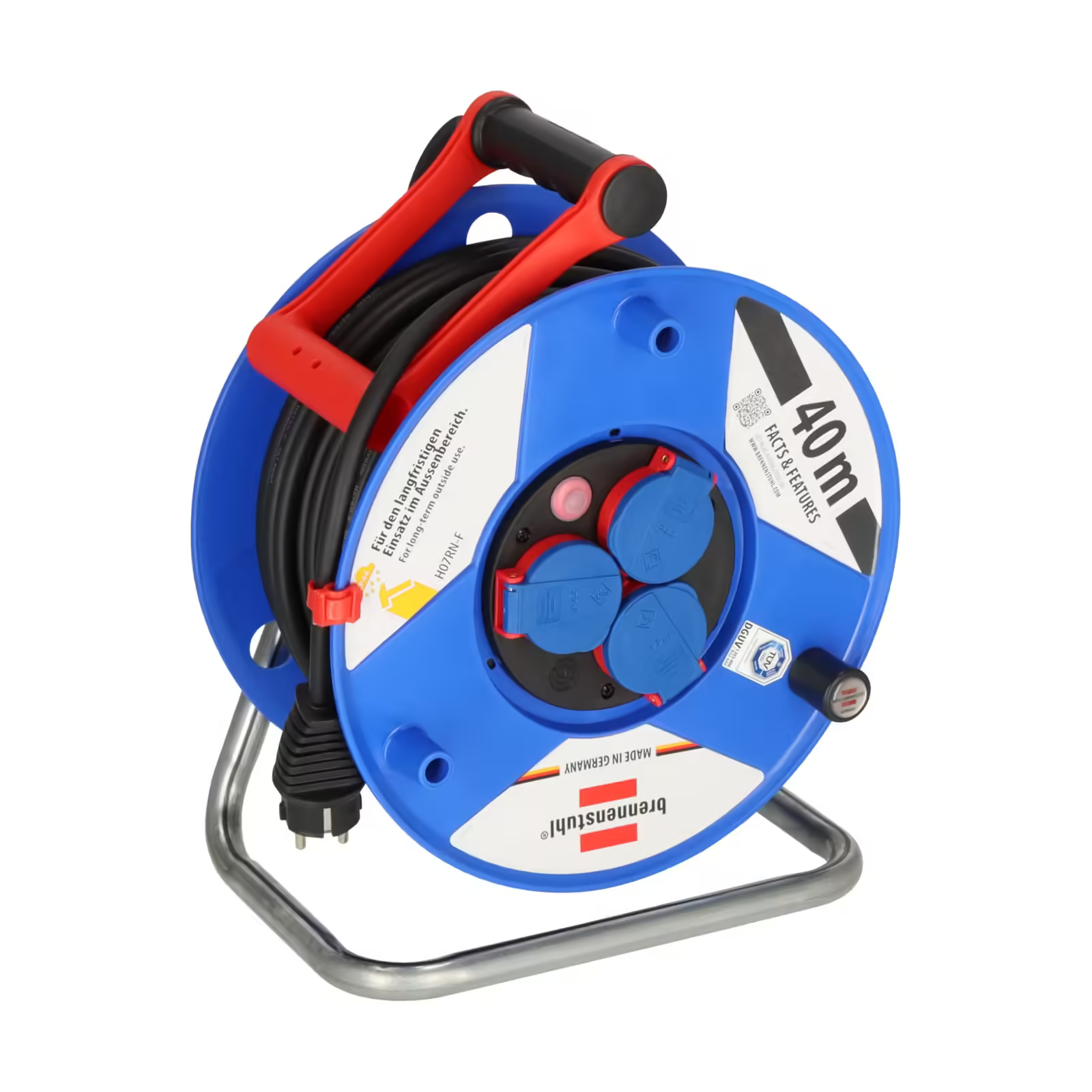 Brennenstuhl Garant Serisi IP44 Lisanslı 3 Soketli 290 mm 40 Metre H07RN-F 3G1.5 Makaralı Kablo