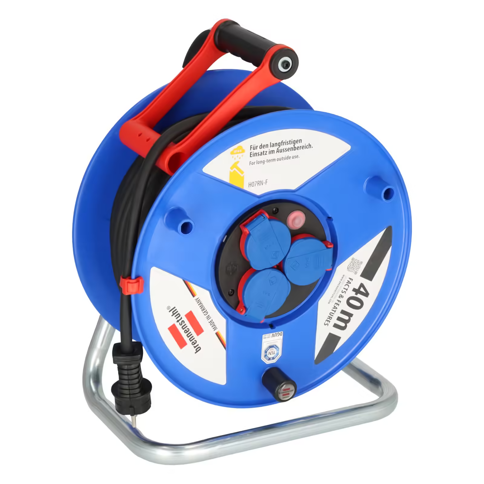 Brennenstuhl Garant Serisi IP44 Lisanslı 3 Soketli 320 mm 40 Metre H07RN-F 3G2.5 Makaralı Kablo