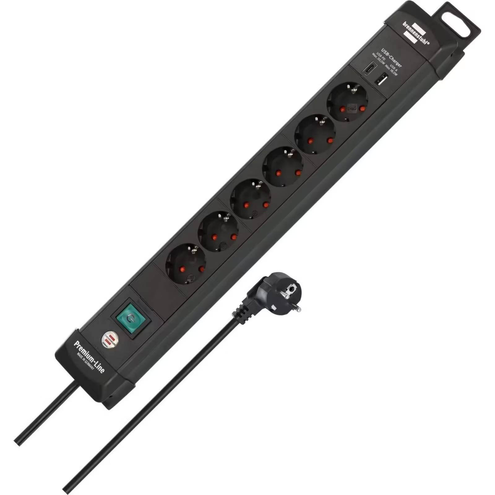 Brennenstuhl Premium-Line Serisi 6 Soketli USB C PD 30W & USB A 18W 3 Metre Uzatma Kablosu Priz