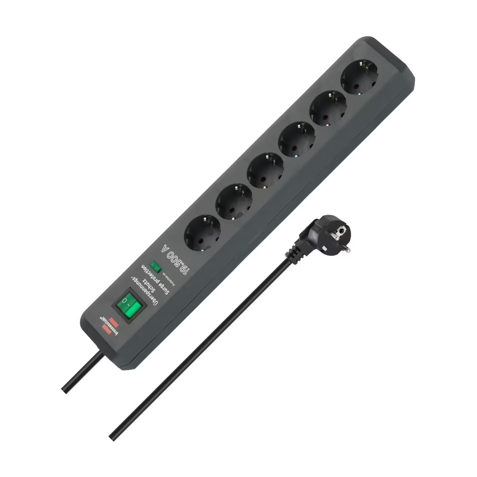 Brennenstuhl Secure Tec Serisi 2 Metre 6 Soketli 19.500 Amper Akım Korumalı Priz Siyah