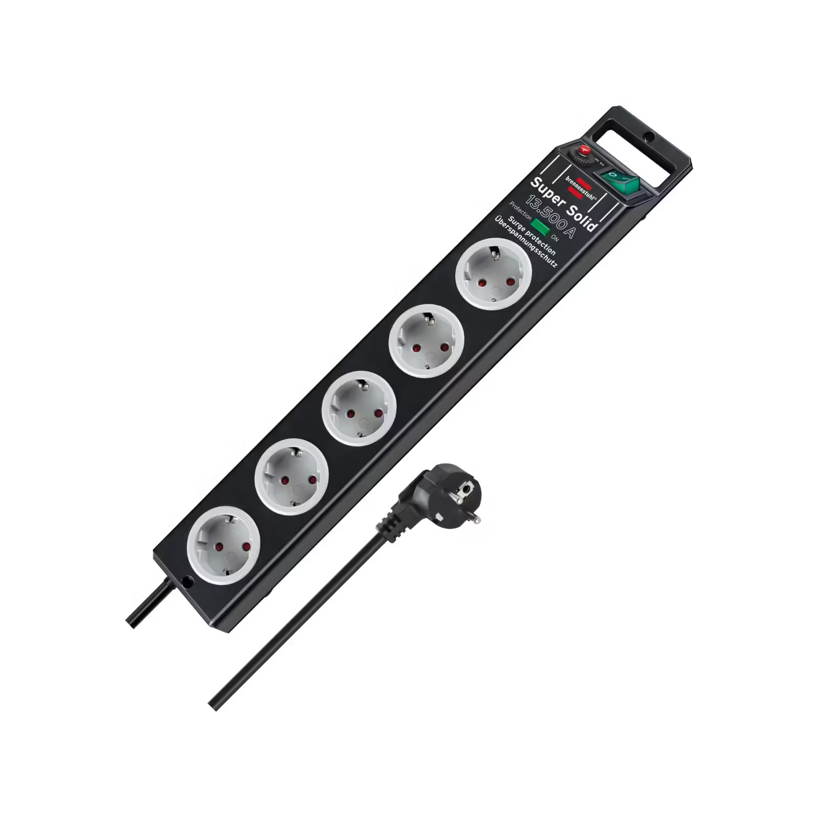 Brennenstuhl Super Solid Serisi 5 Soketli 2.5 Metre 13.500 Amper Akım Korumalı Priz Uzatma Kablosu Siyah