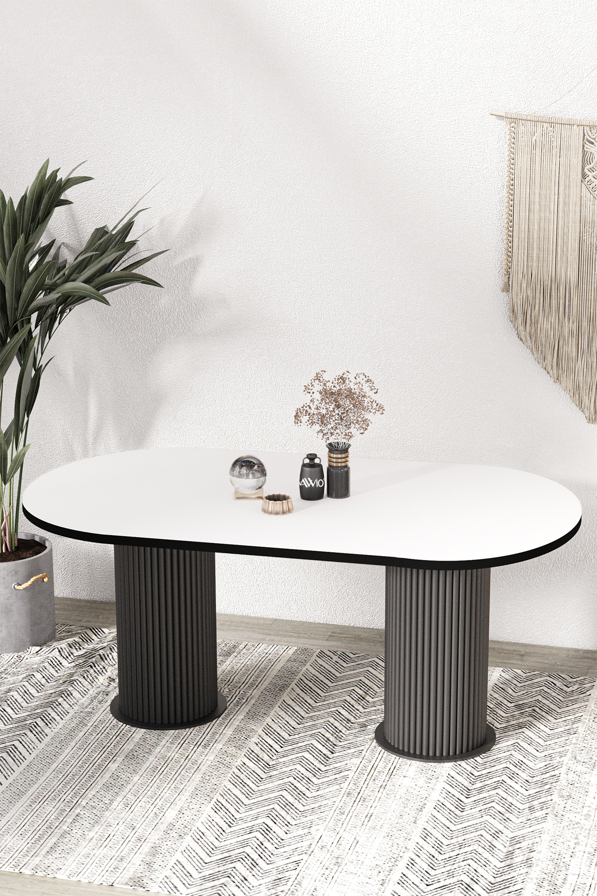 Brita Ptt Lake MDF Beyaz Ayaklı 80x180 Mutfak Masası Yemek Masası Beyaz