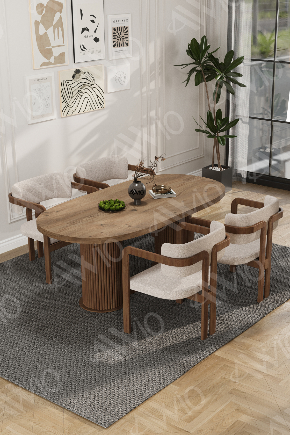 Brown Serisi Bohem Ayak 4'lü Tokyo Metal Demonte Sandalye 80x140 Masa Sandalye Takımı Akça Masa Sandalye Kahve Kumaş Krem