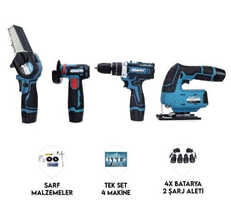 Dawreek Dortlu Set Mky (Mini Testere+ Avuc Taslama+ Akulu Vidalama+ Dekupaj)- Bt0203