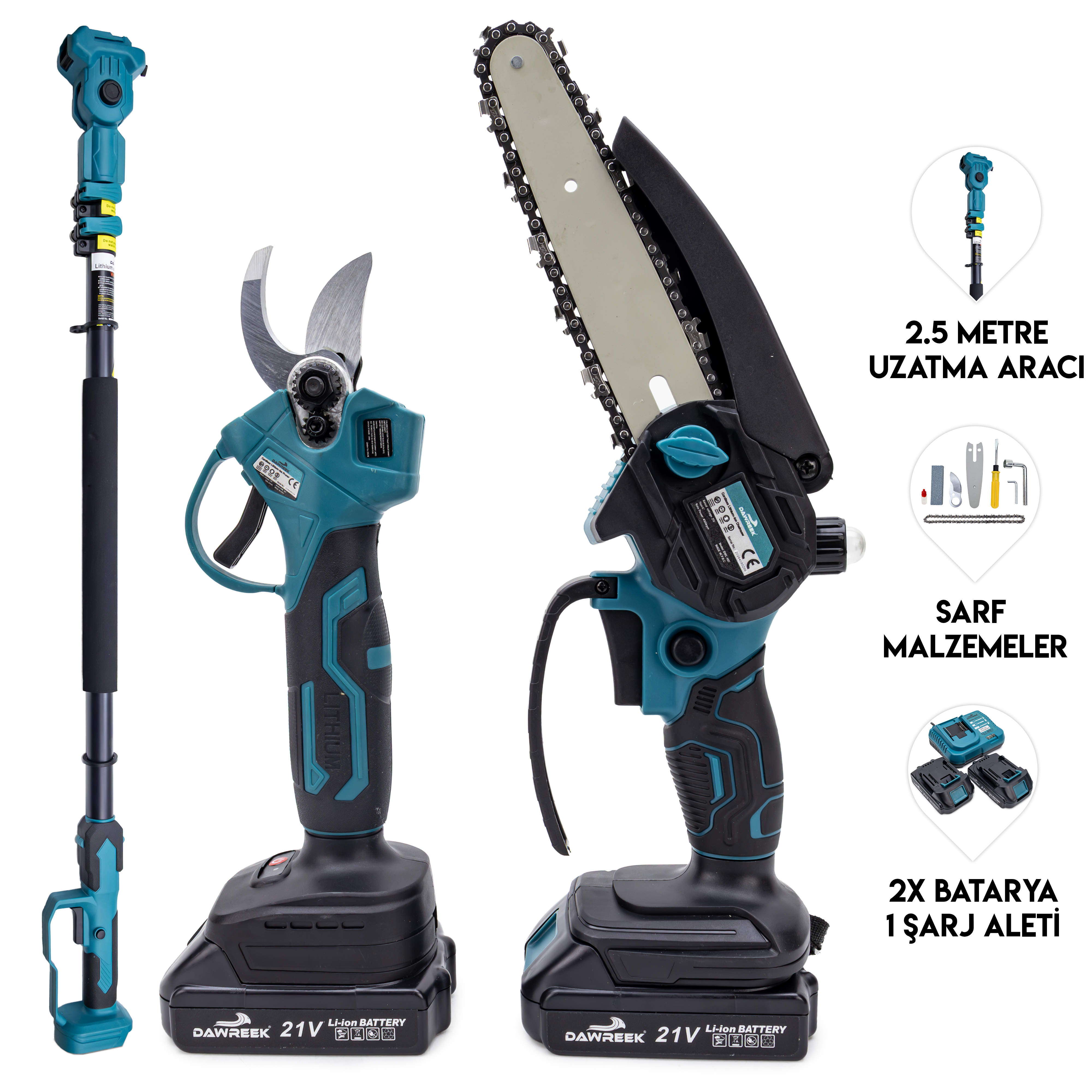 Dawreek Teleskopik 2.5m + İkili Budama Seti MK21 (BT0127)