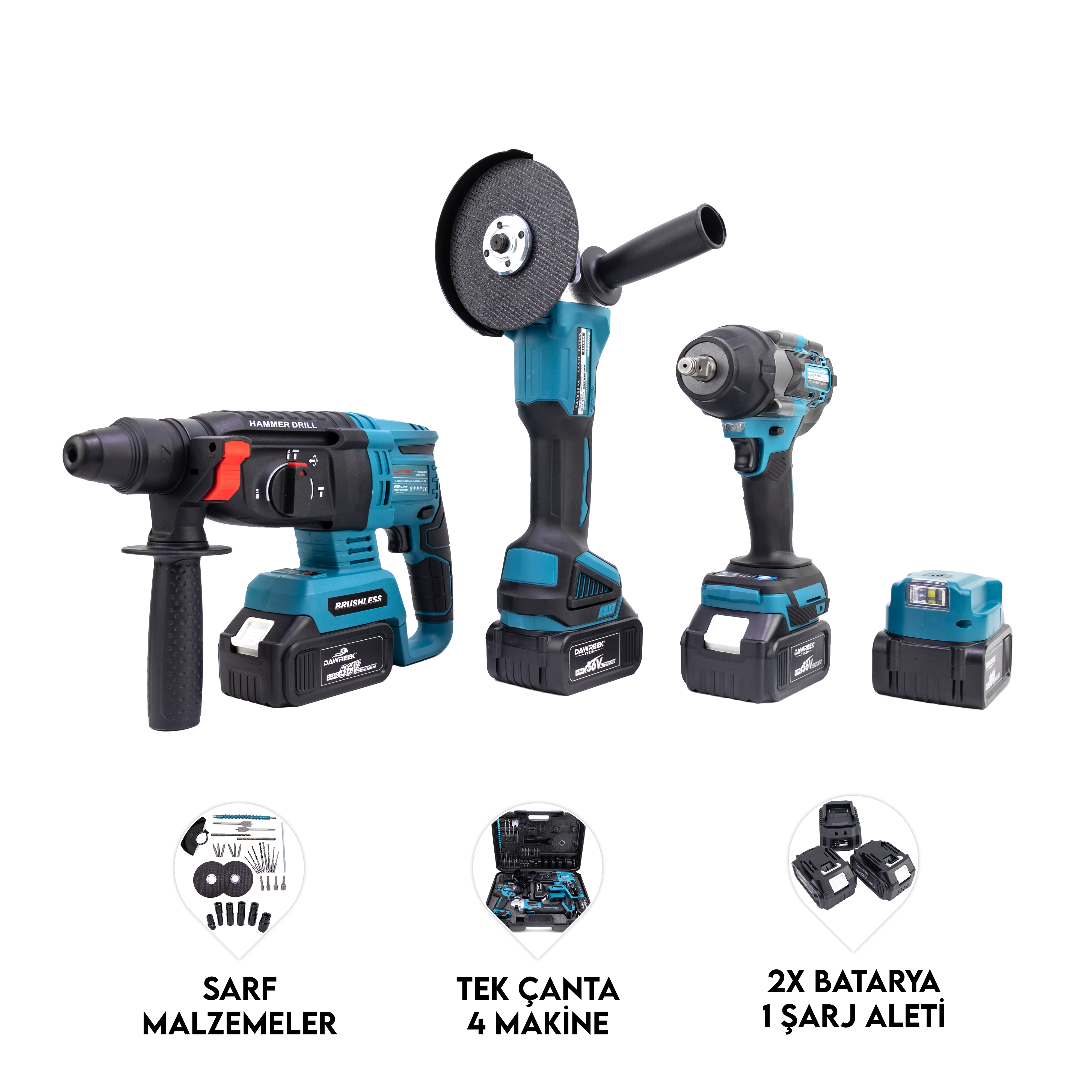 Dawreek ÜÇLÜ SET MK800 2B1Ş (Ş.SPRAL+S.SIKMA+Ş.HİLTİ) (BT0176)