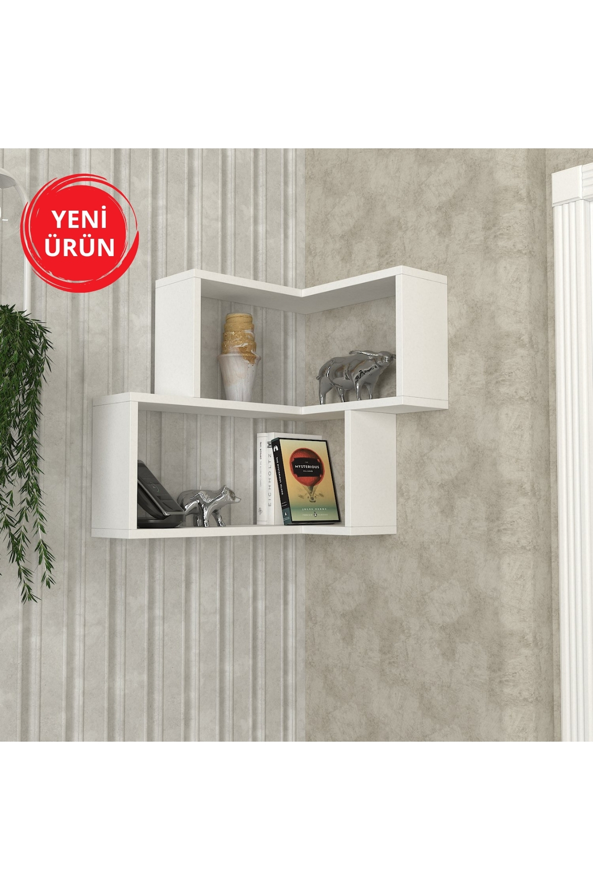 Dekorister Bulut Köşe Duvar Rafı Beyaz